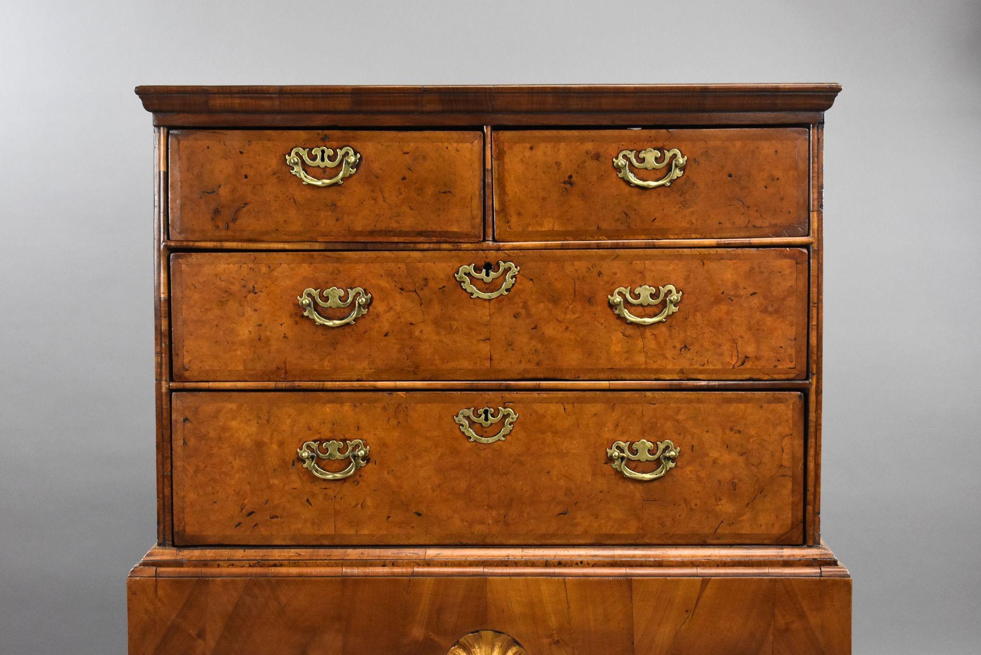 George III Burr Walnut Chest on Stand For Sale 1