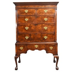 George III Burr Walnut Chest on Stand