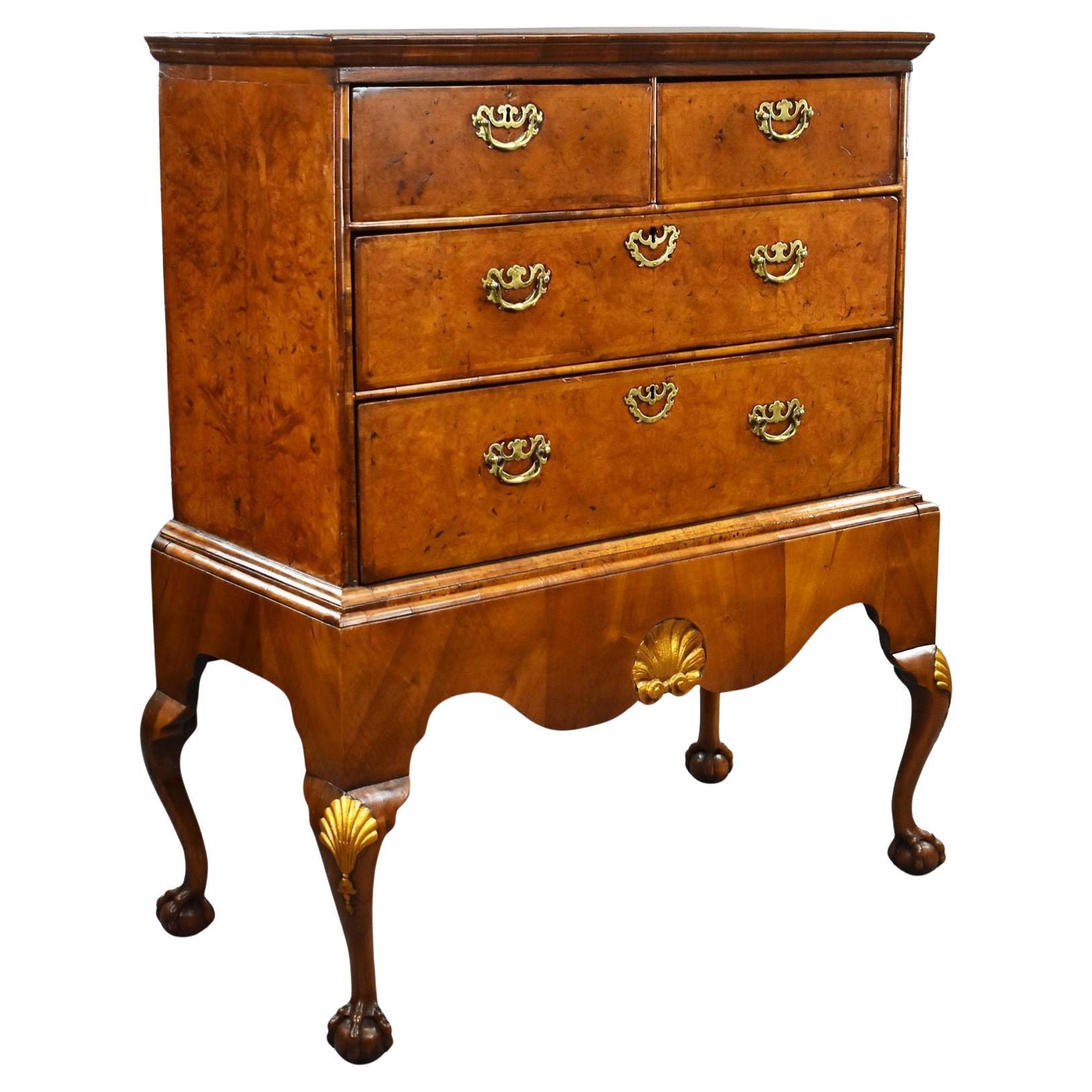 George III Burr Walnut Chest on Stand For Sale