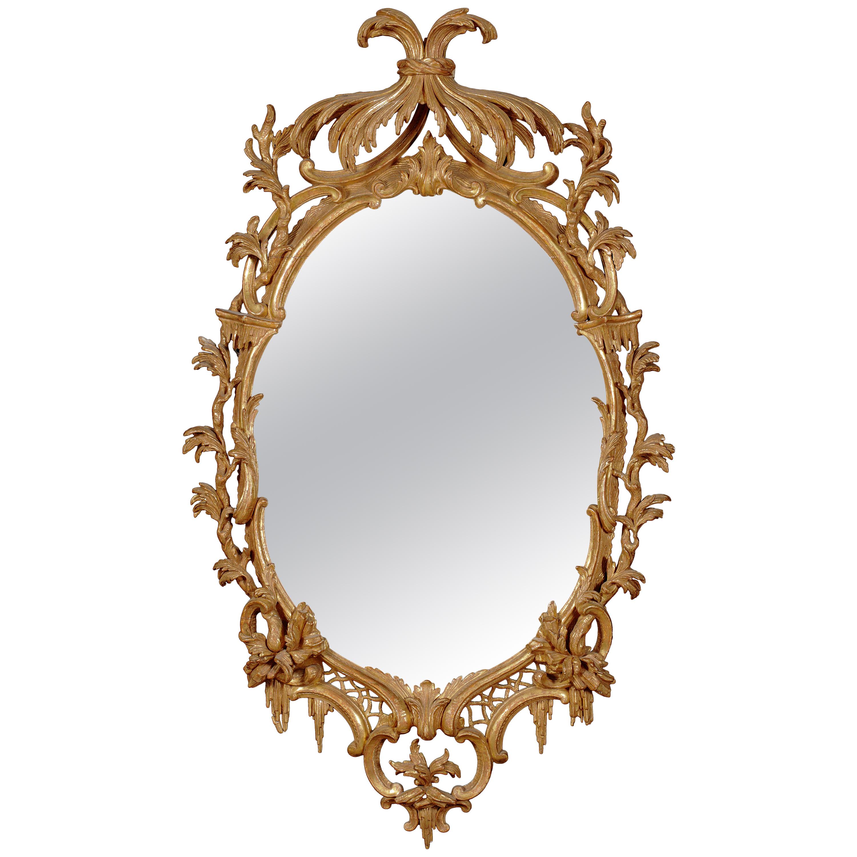 18th Century George III Carved Giltwood Mirror