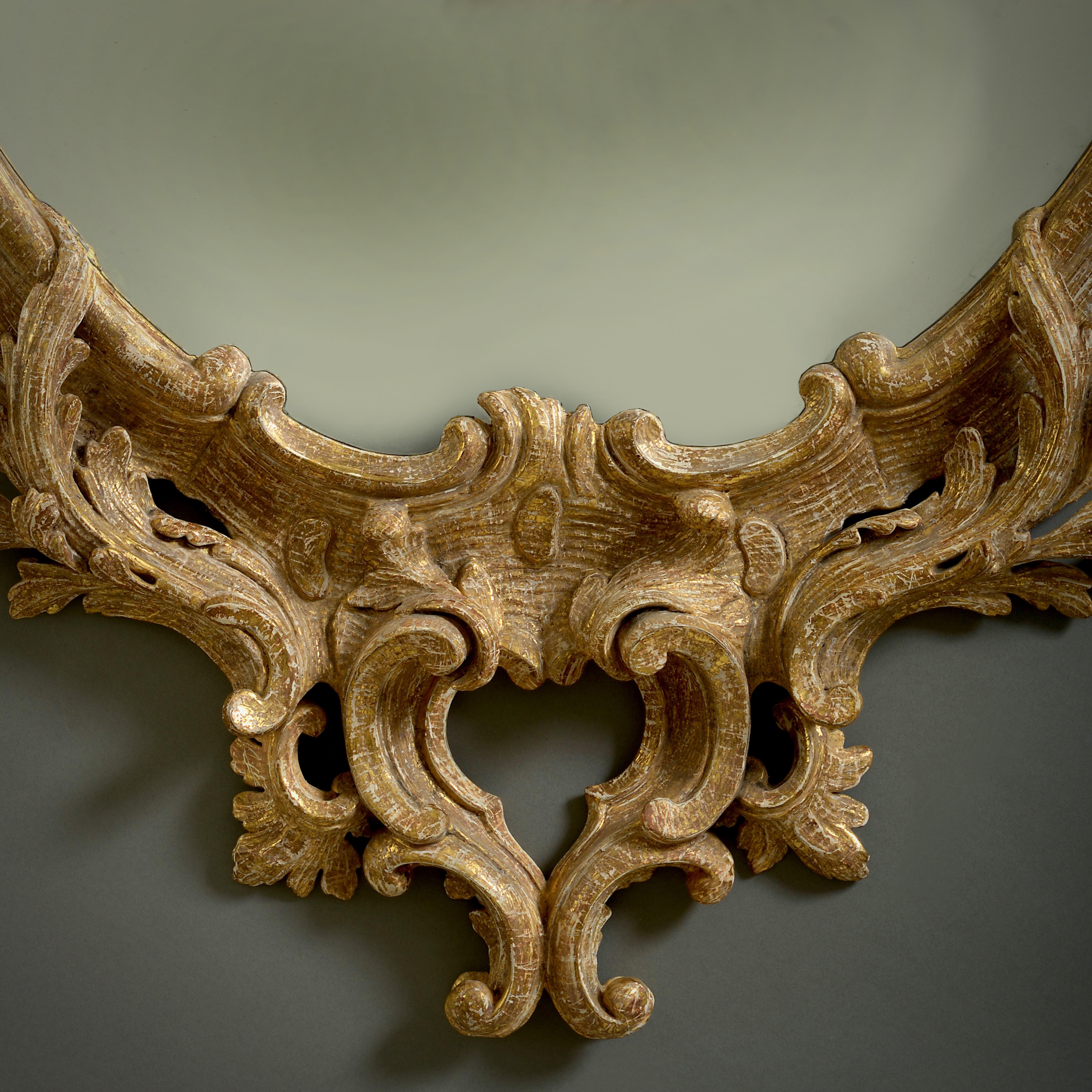 Giltwood George III Carved Gilt-Wood Oval Mirror