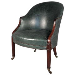 George III Carved Mahogany Library Tub Chair