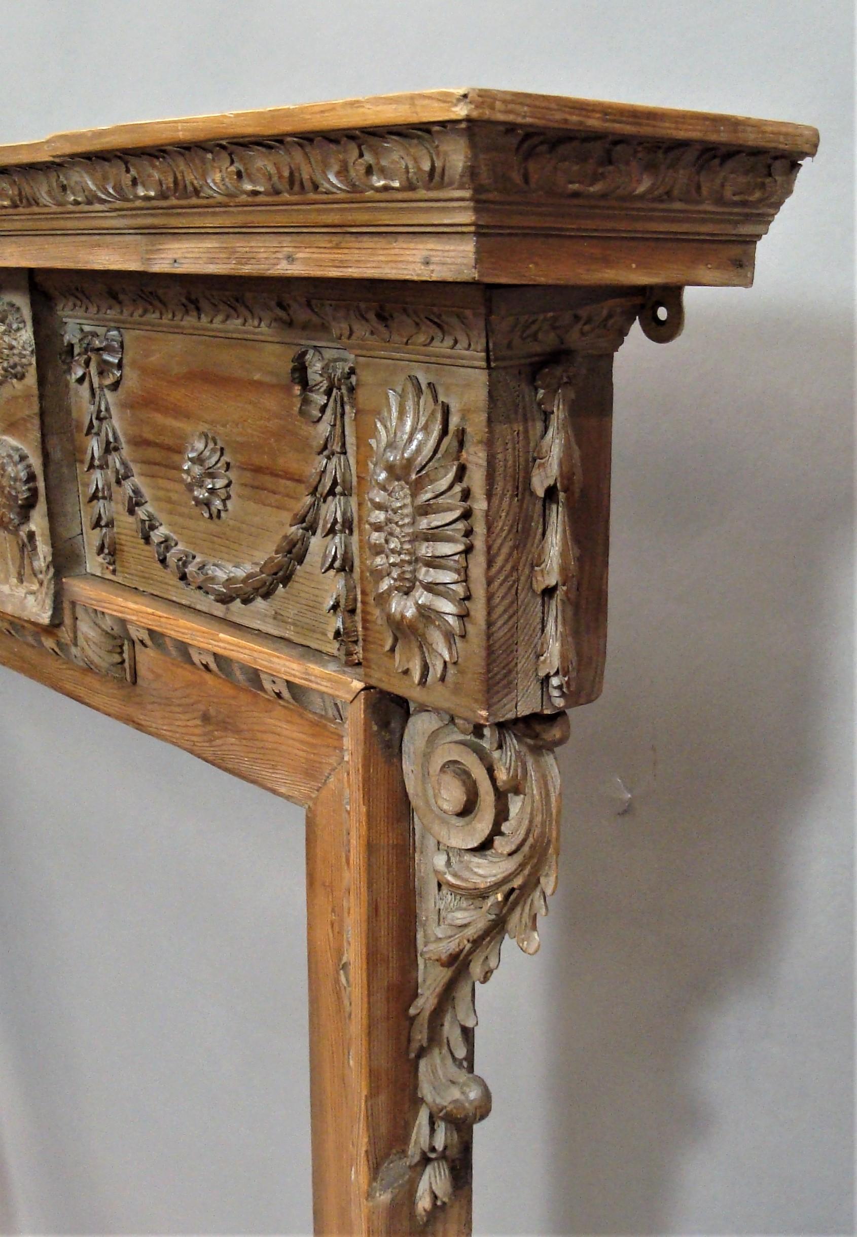 George III Carved Pine Chimney Piece / Fire Surround 2