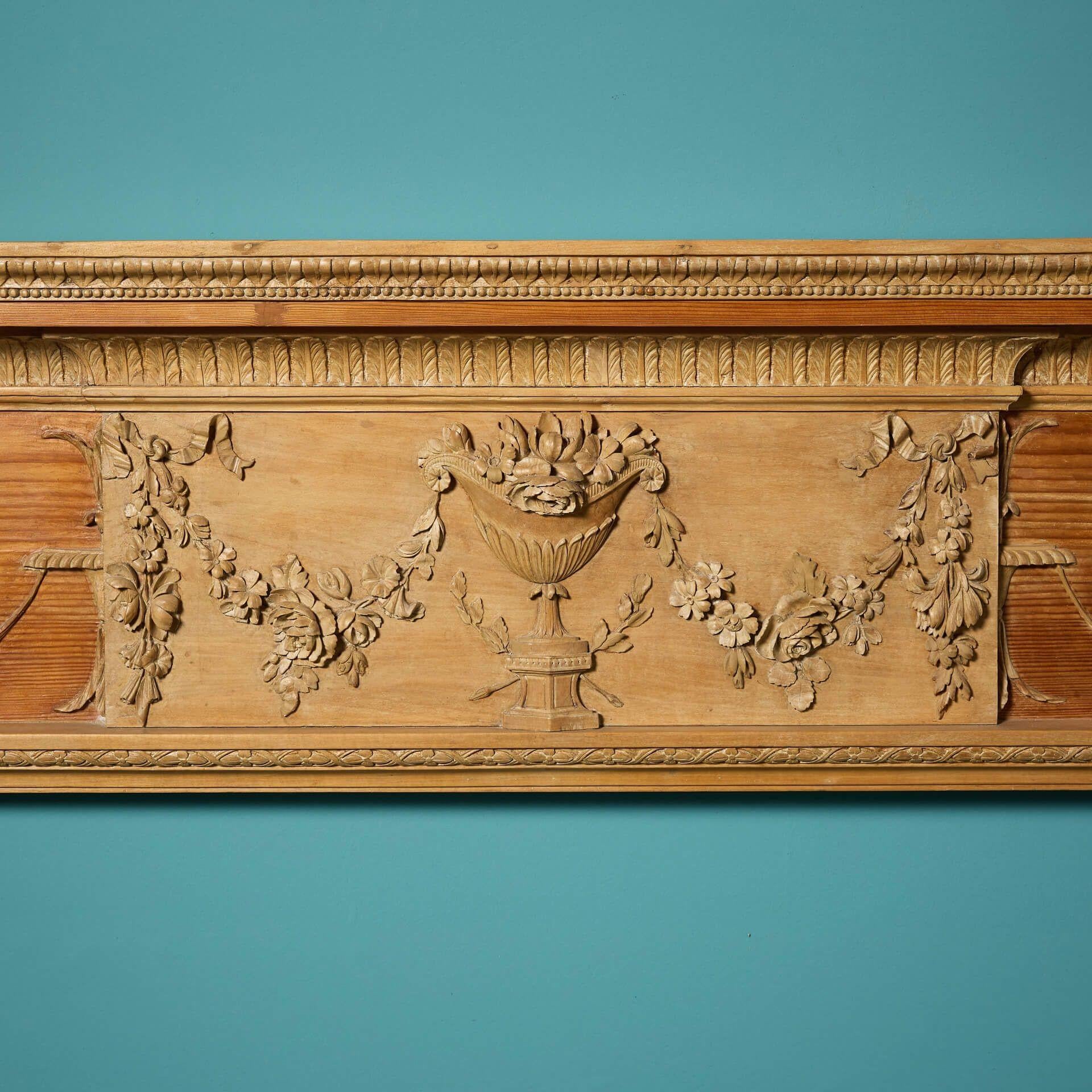 Georgian George III Carved Pine Fire Surround in the Adam Style For Sale