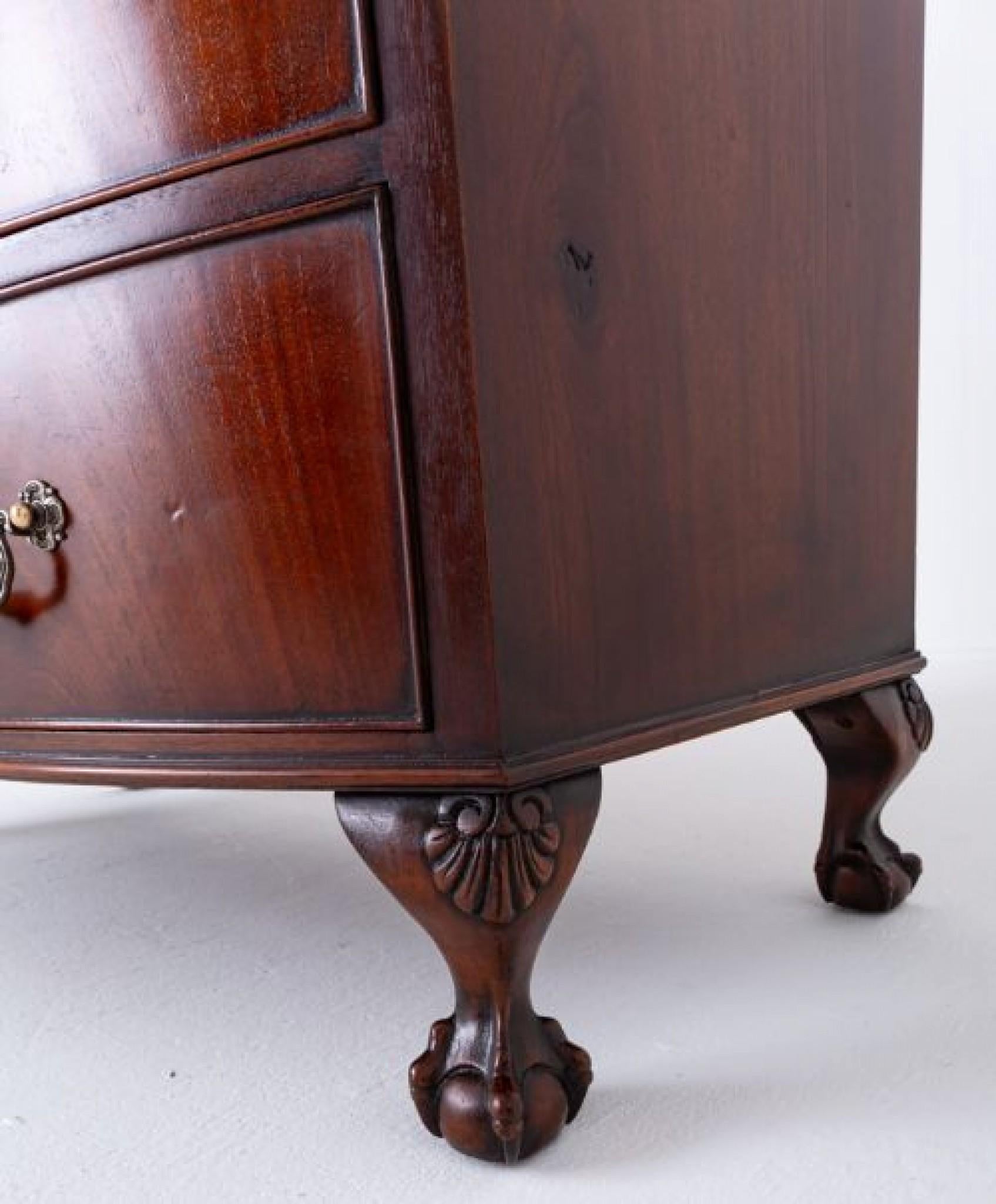 Early 20th Century George III Chest Drawers Bow Front Mahogany For Sale