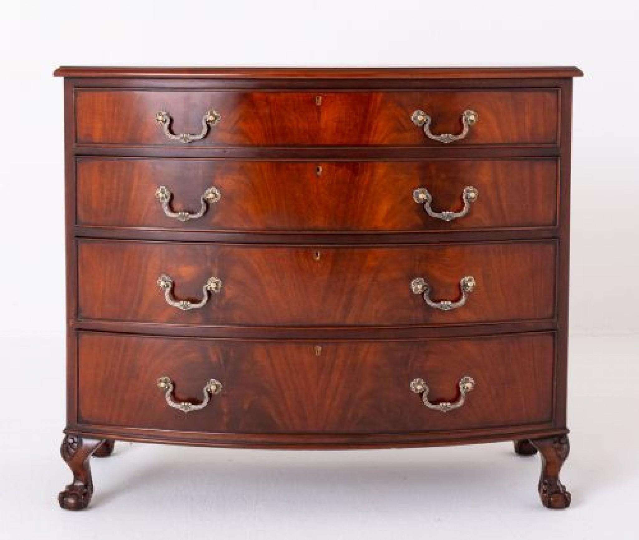 George III Chest Drawers Bow Front Mahogany For Sale 2