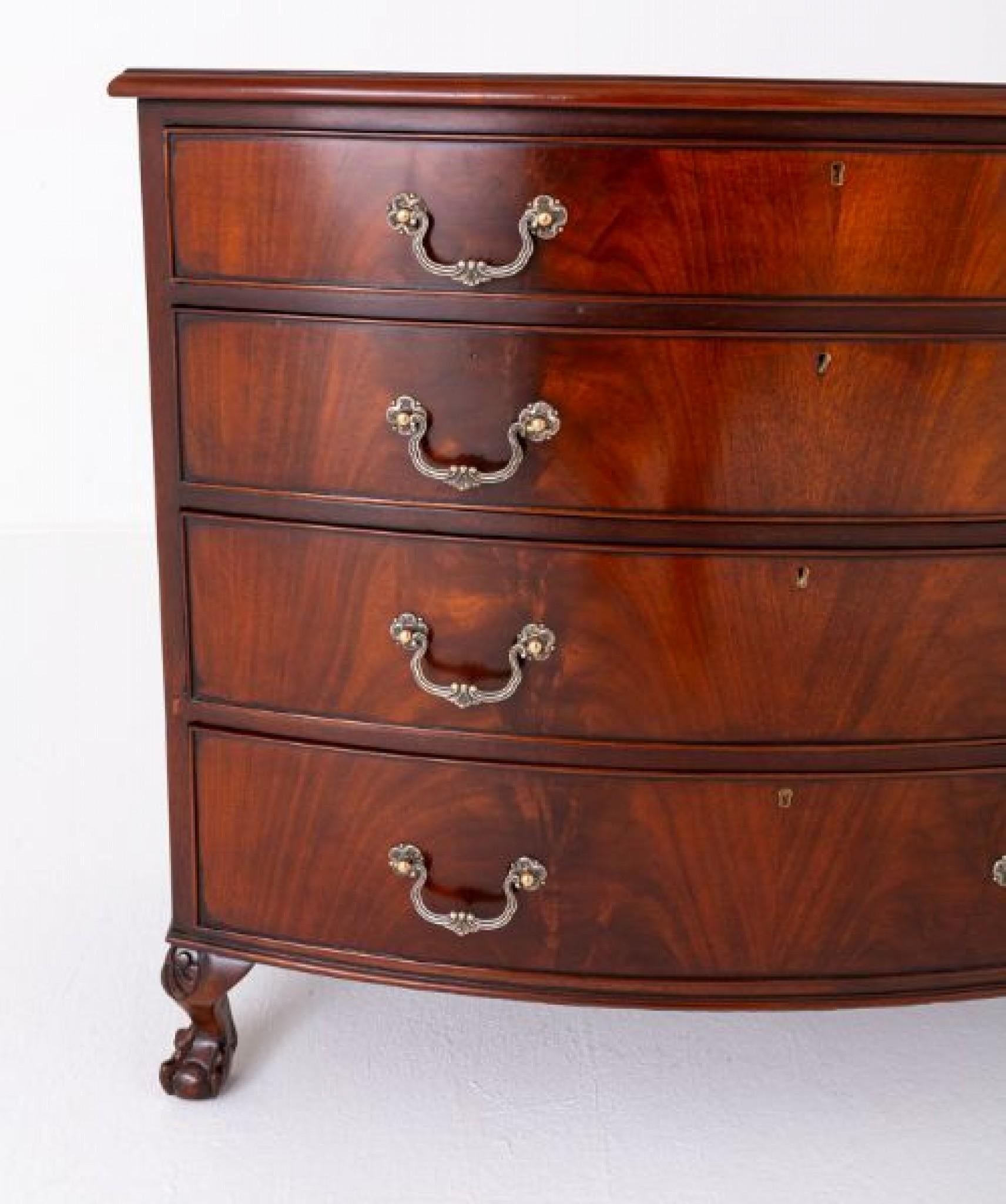 George III Chest Drawers Bow Front Mahogany For Sale 5
