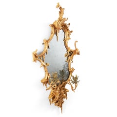 George III Chinese Chippendale Rococo Giltwood Girandole Mirror