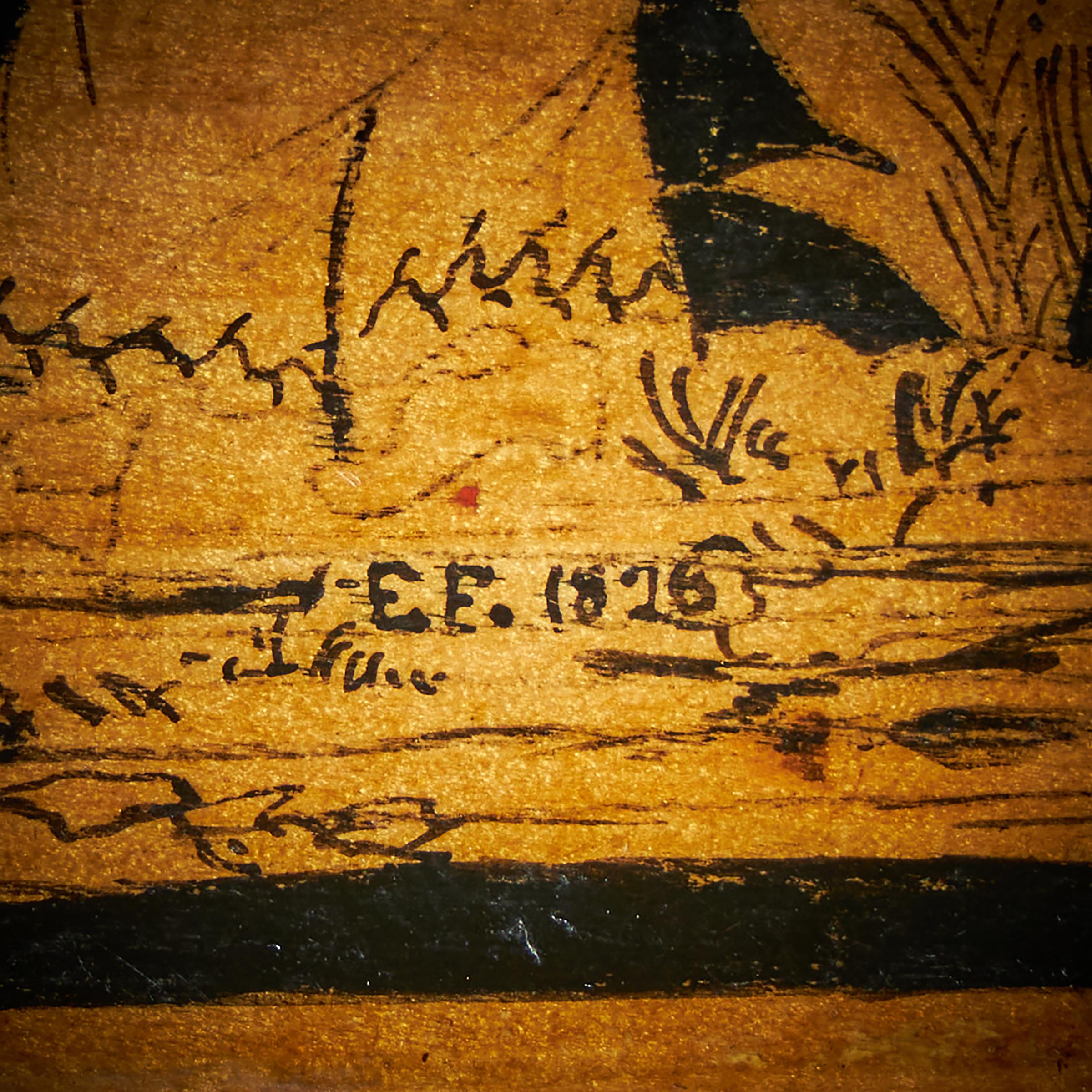 Boîte à bijoux chinoiseries George III montée en laiton, signée E.F 1816 en vente 12