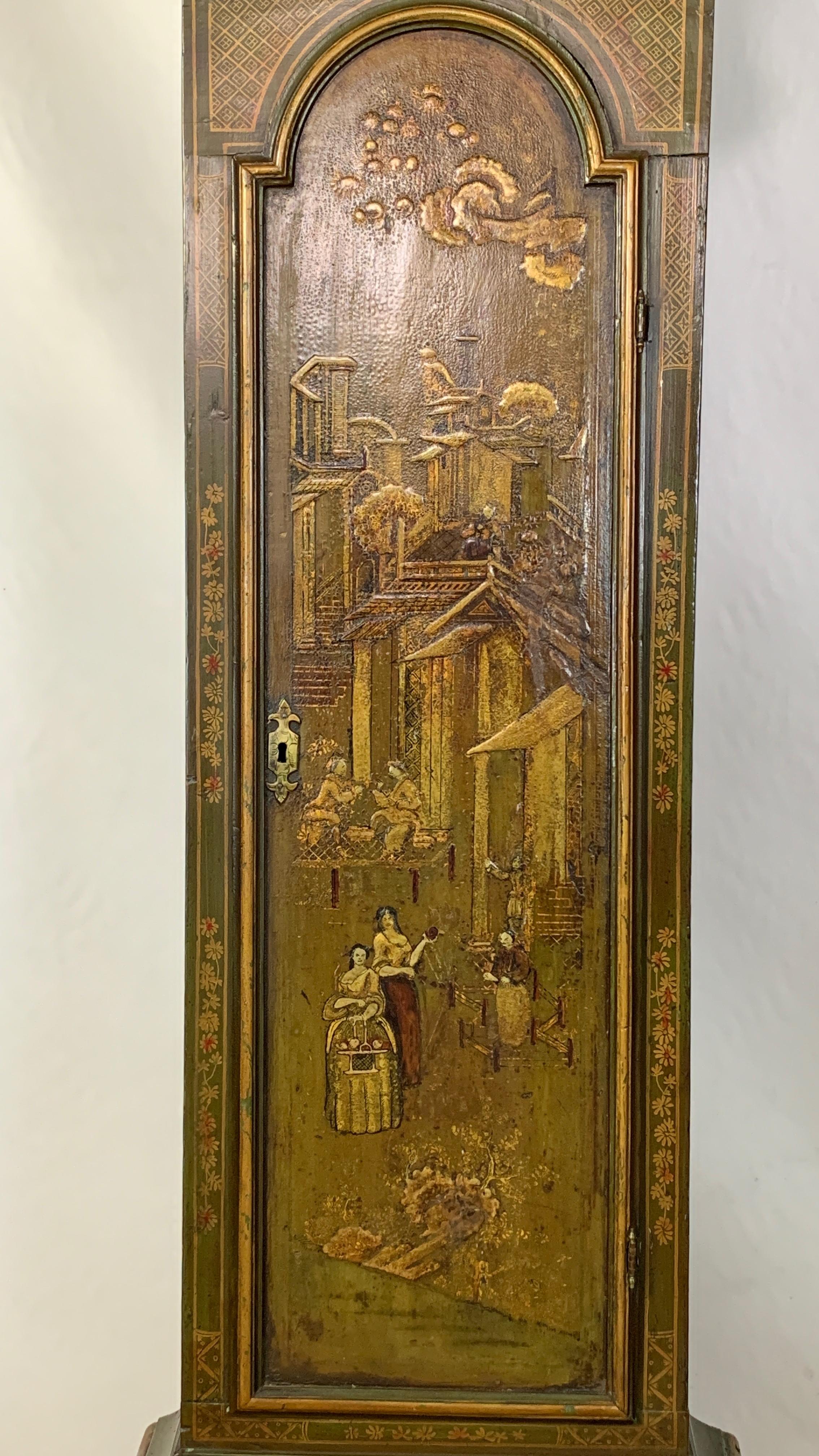 George III Chinoiserie Decorated Long Case Clock 5