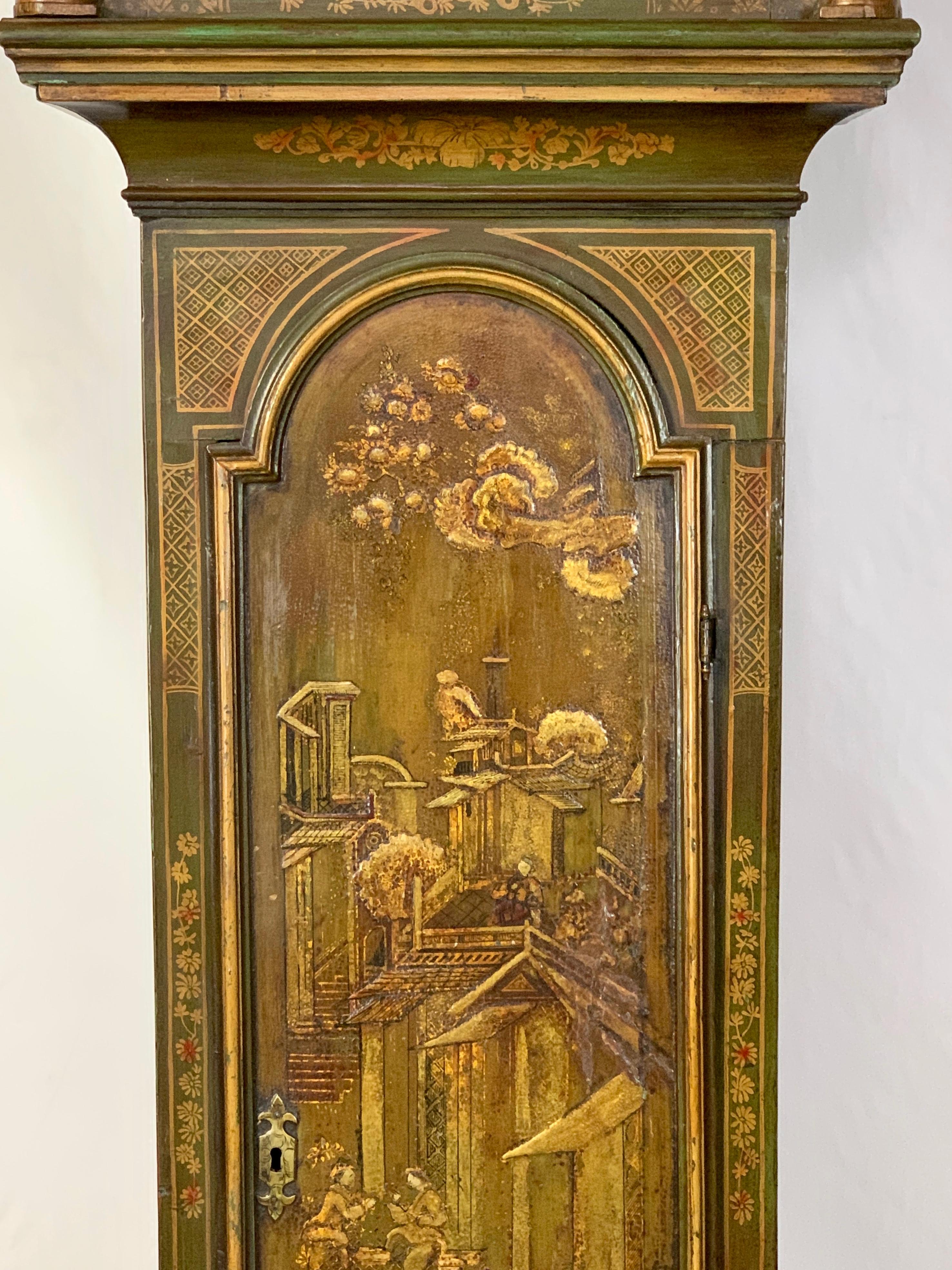 George III Chinoiserie Decorated Long Case Clock 7