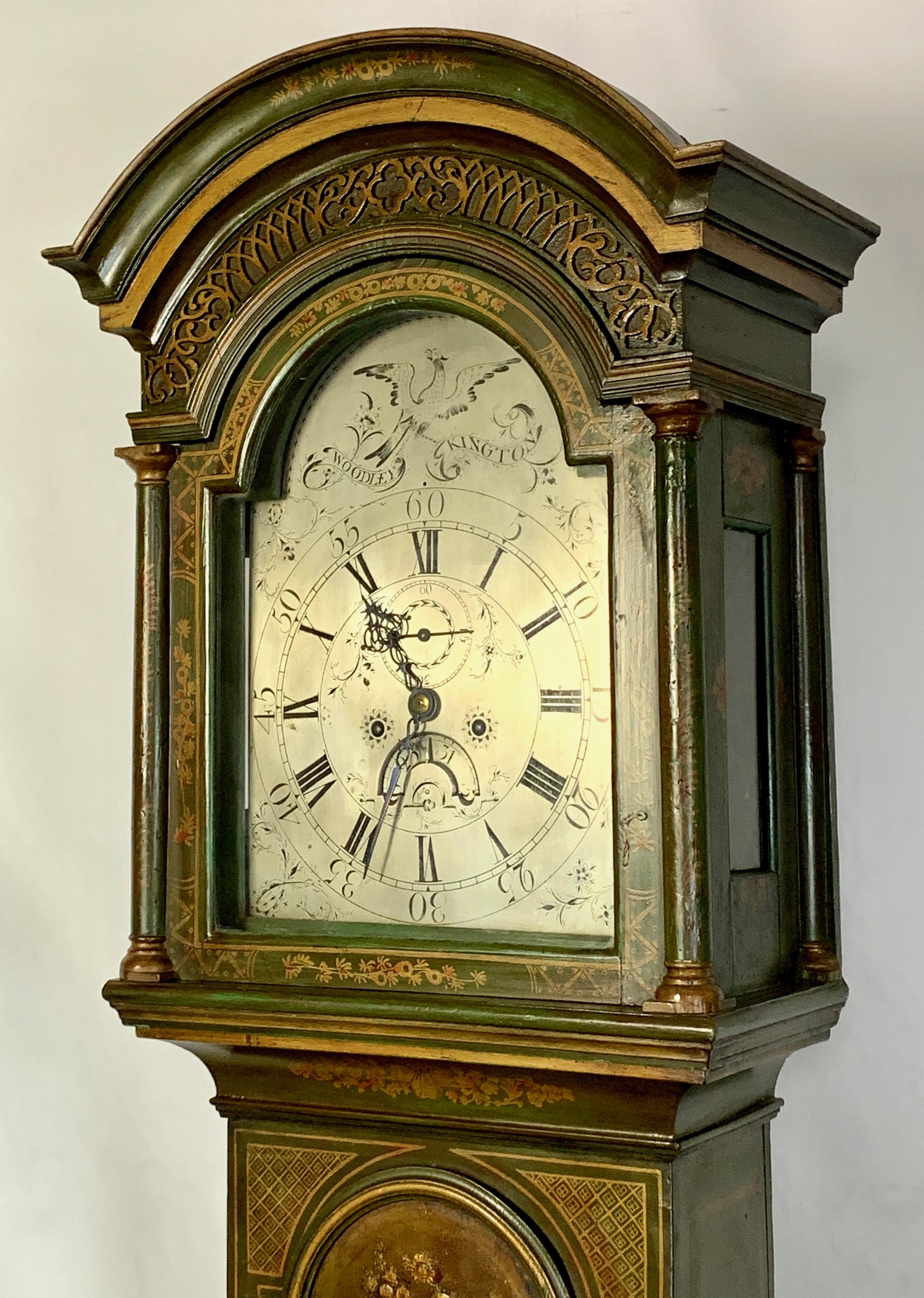 George III Chinoiserie Decorated Long Case Clock 8