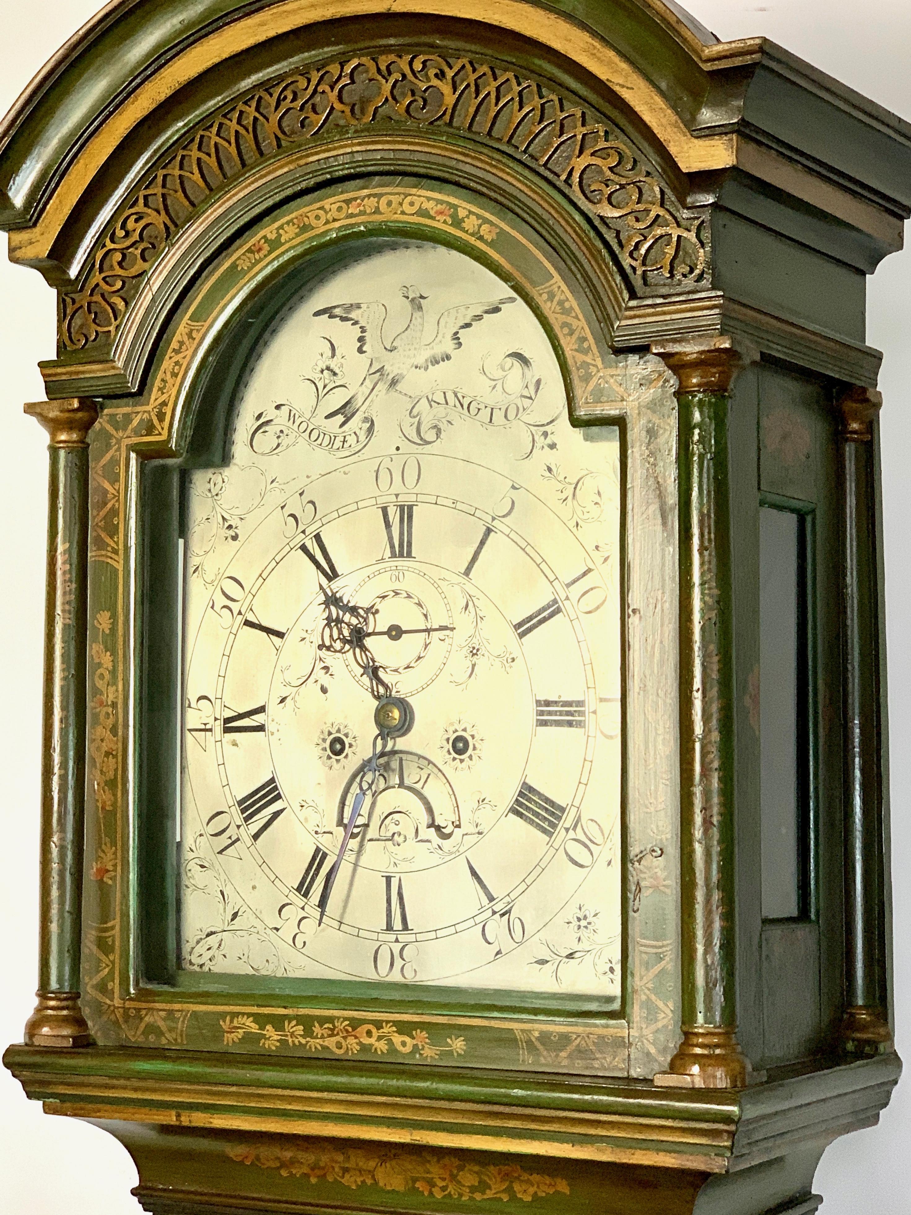 George III Chinoiserie Decorated Long Case Clock 9