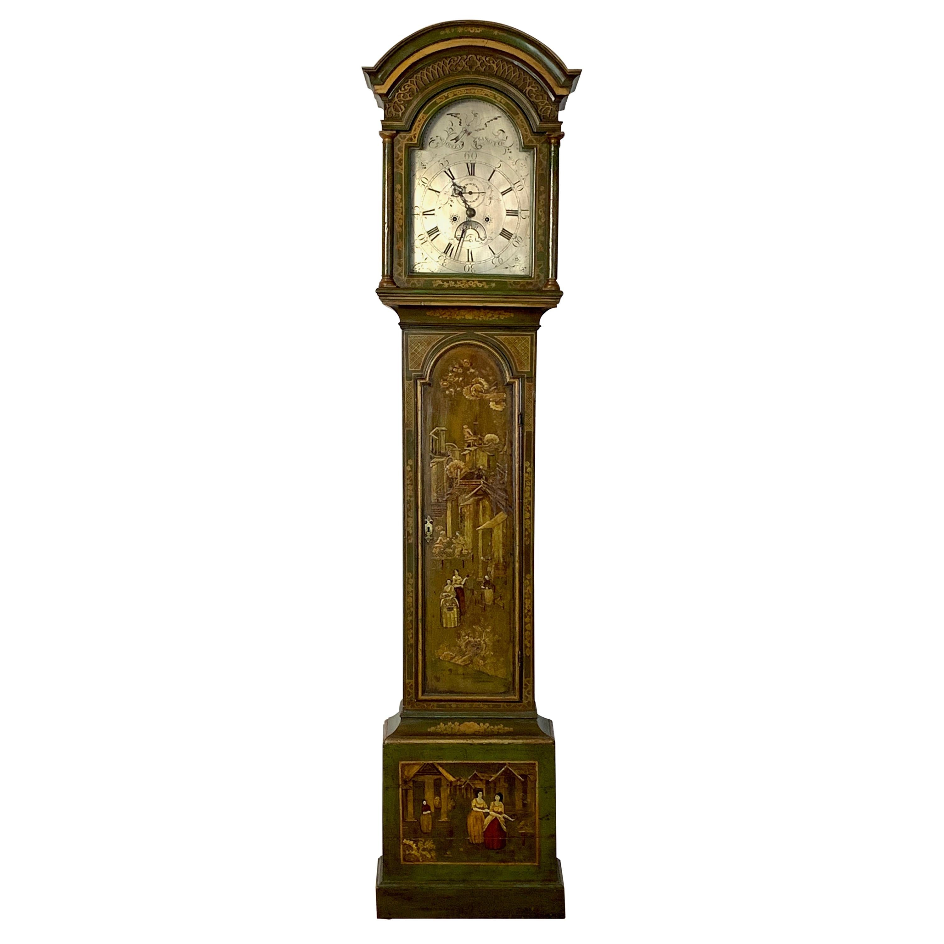 George III Chinoiserie Decorated Long Case Clock