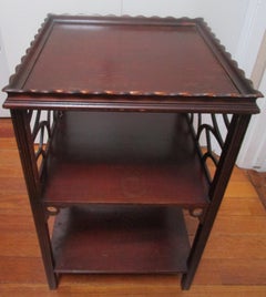 George III Chinoiserie Style Mahogany Three-Tier End Table Shelf