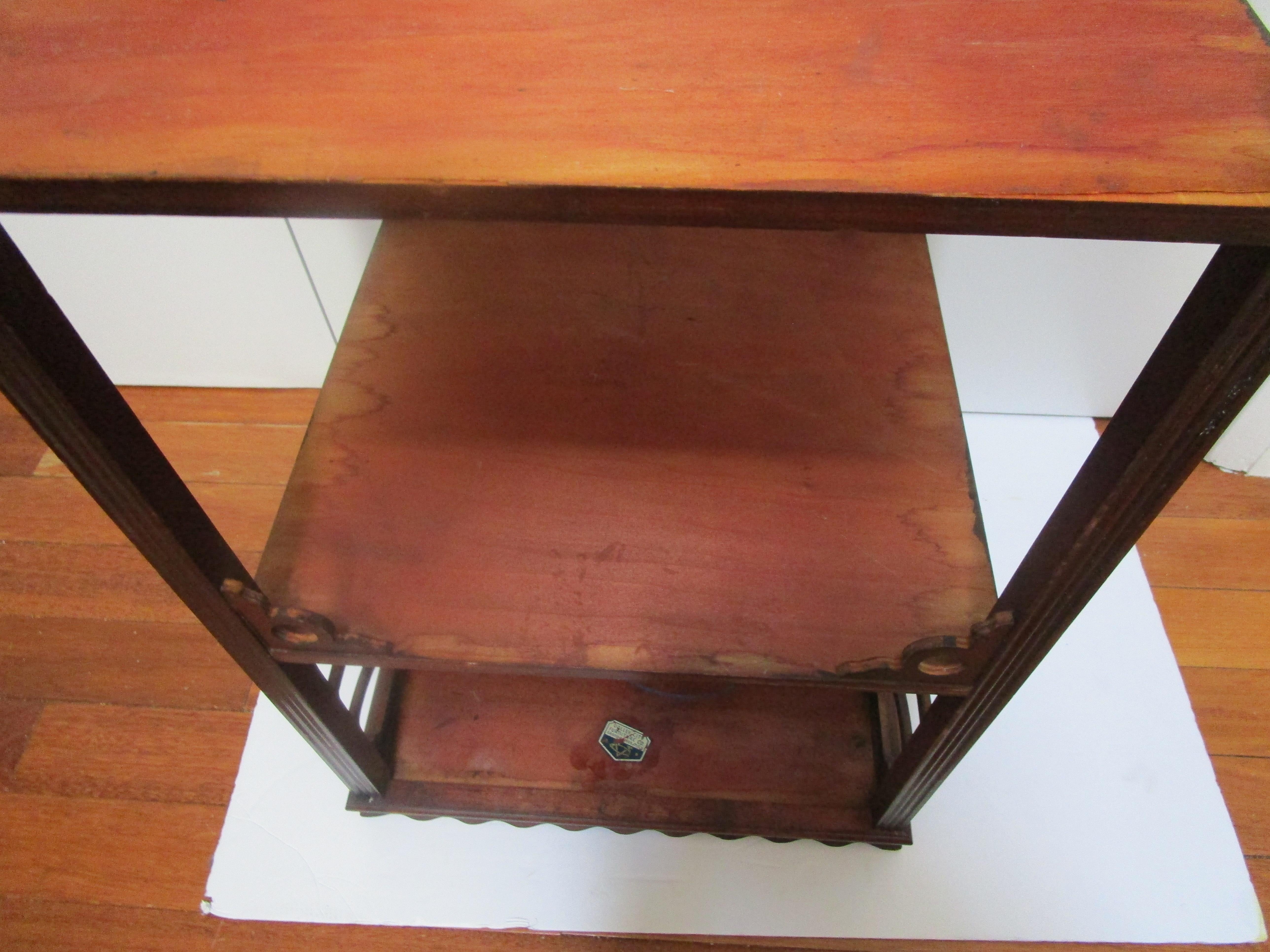 20th Century George III Chinoiserie Style Mahogany Three-Tier End Table Shelf For Sale