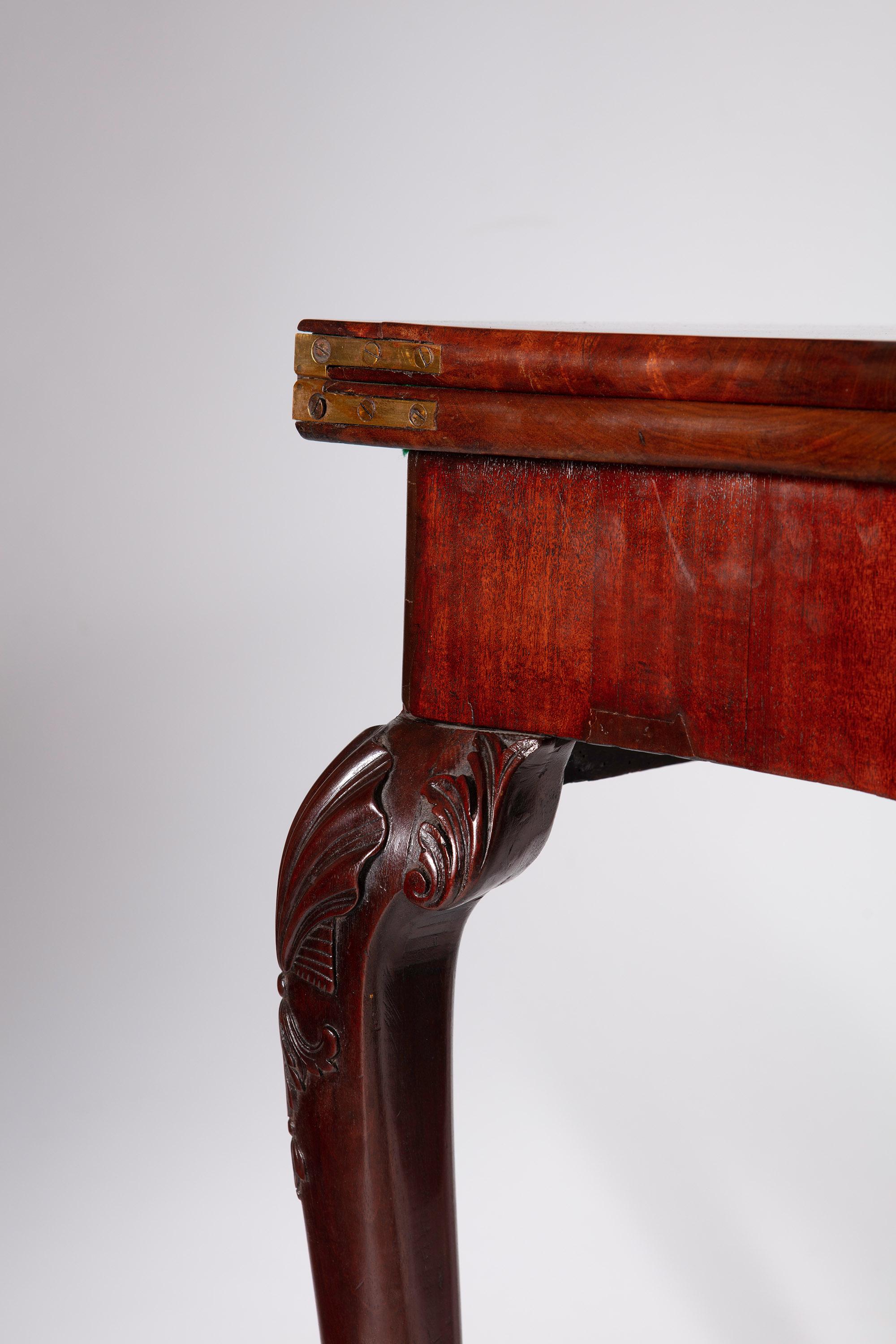 Hand-Carved George III Chippendale Mahogany Card Table For Sale