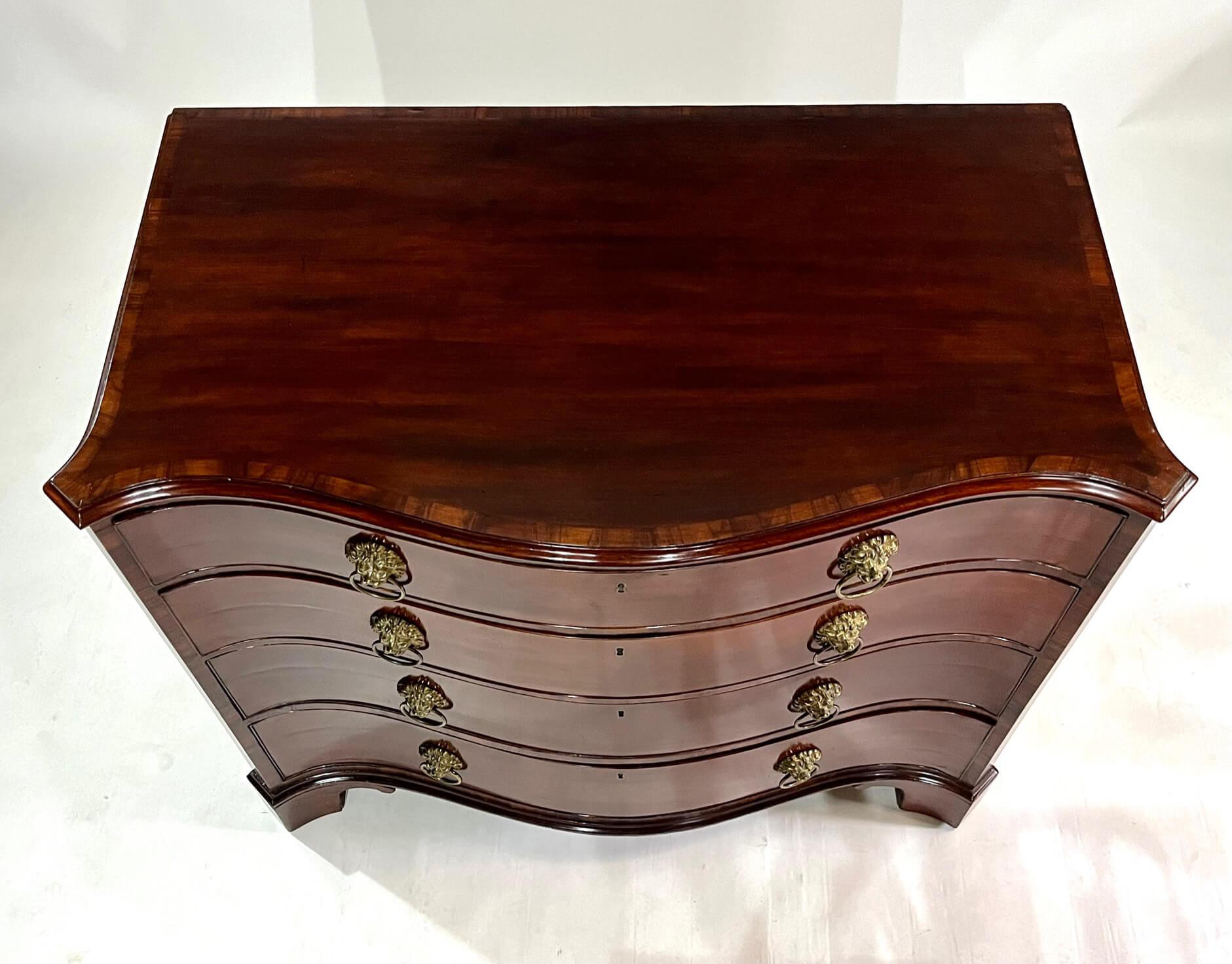 English George III Chippendale Mahogany Serpentine Chest, James Winter & Sons
