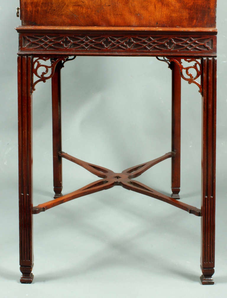 18th Century George III Chippendale Period Bureau on its Original Stand For Sale