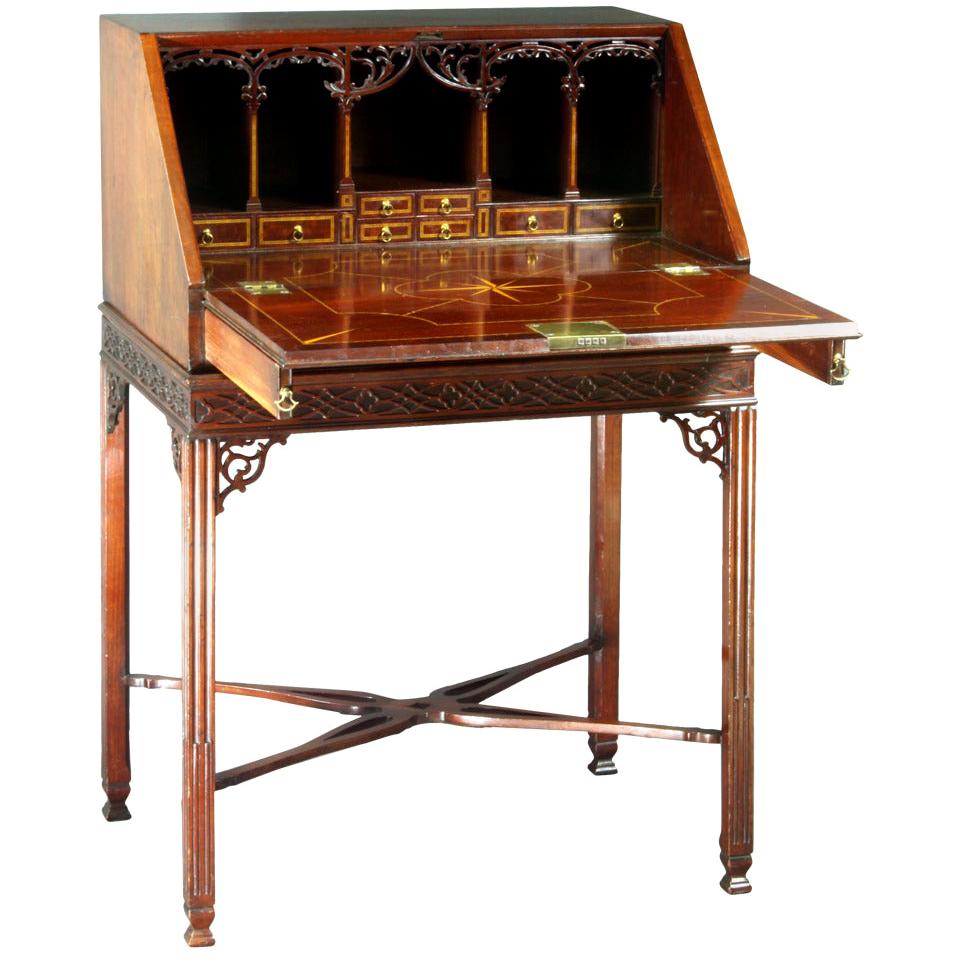 George III Chippendale Period Bureau on its Original Stand For Sale