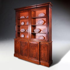 George III Chippendale Period Mahogany Breakfront Bookcase