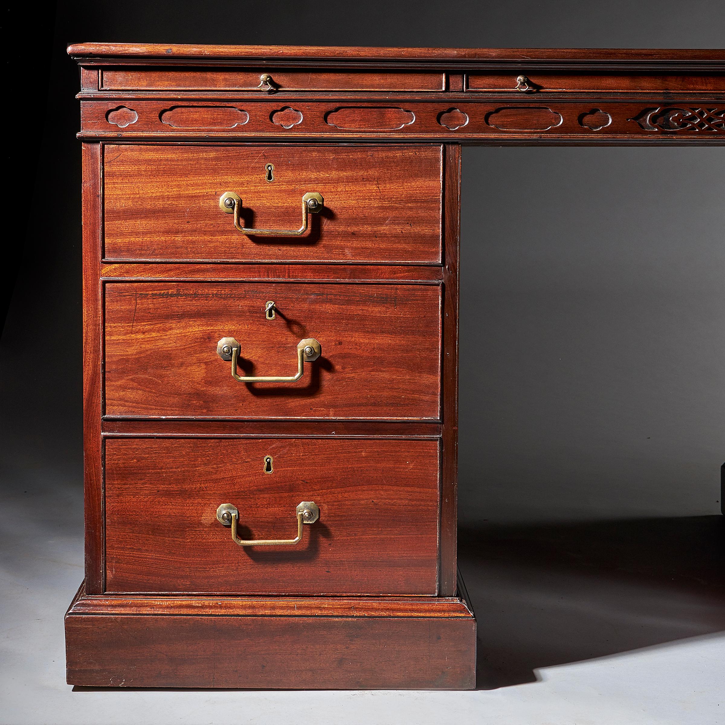 George III 18th Century Chippendale Period Mahogany Partners Desk 6