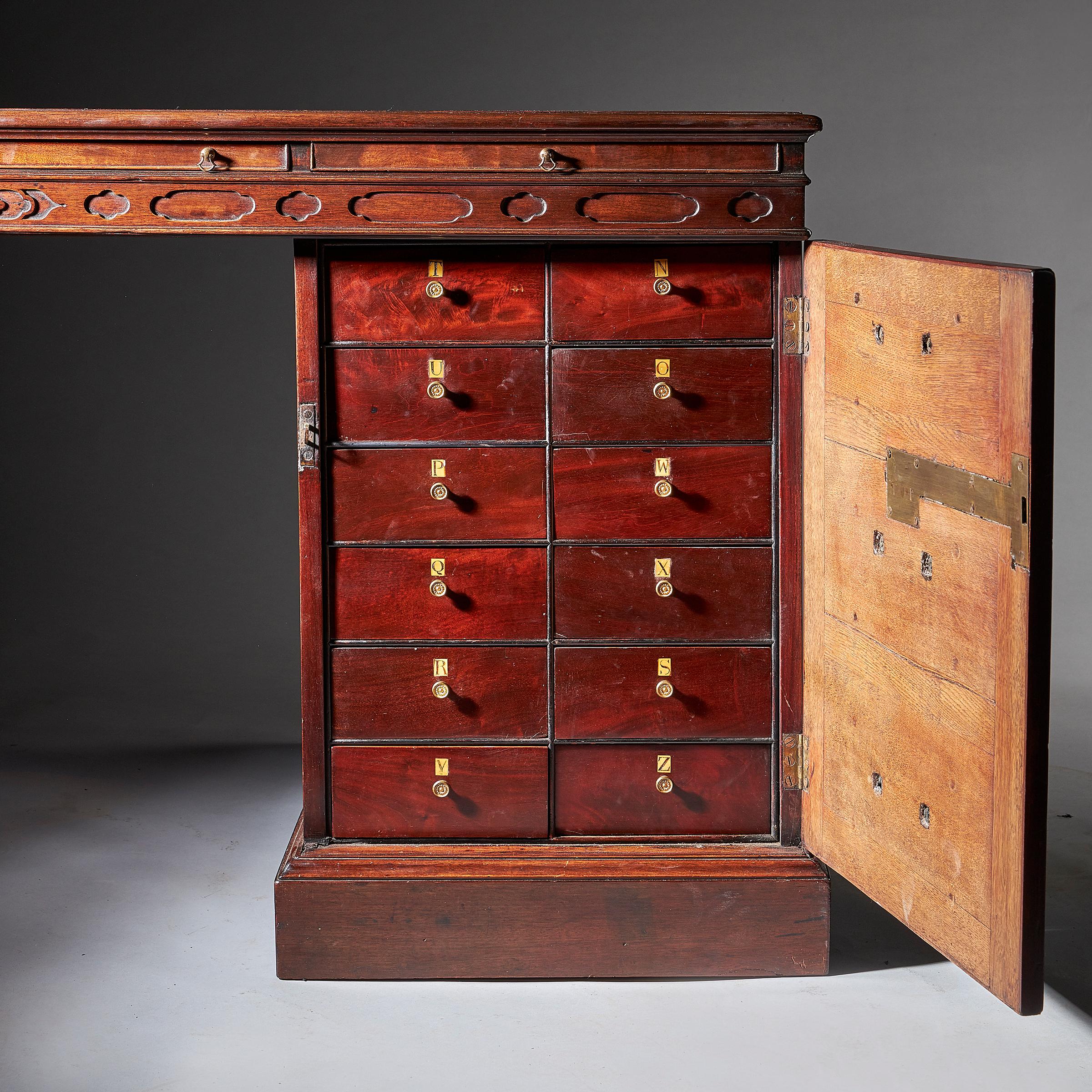 George III 18th Century Chippendale Period Mahogany Partners Desk 4