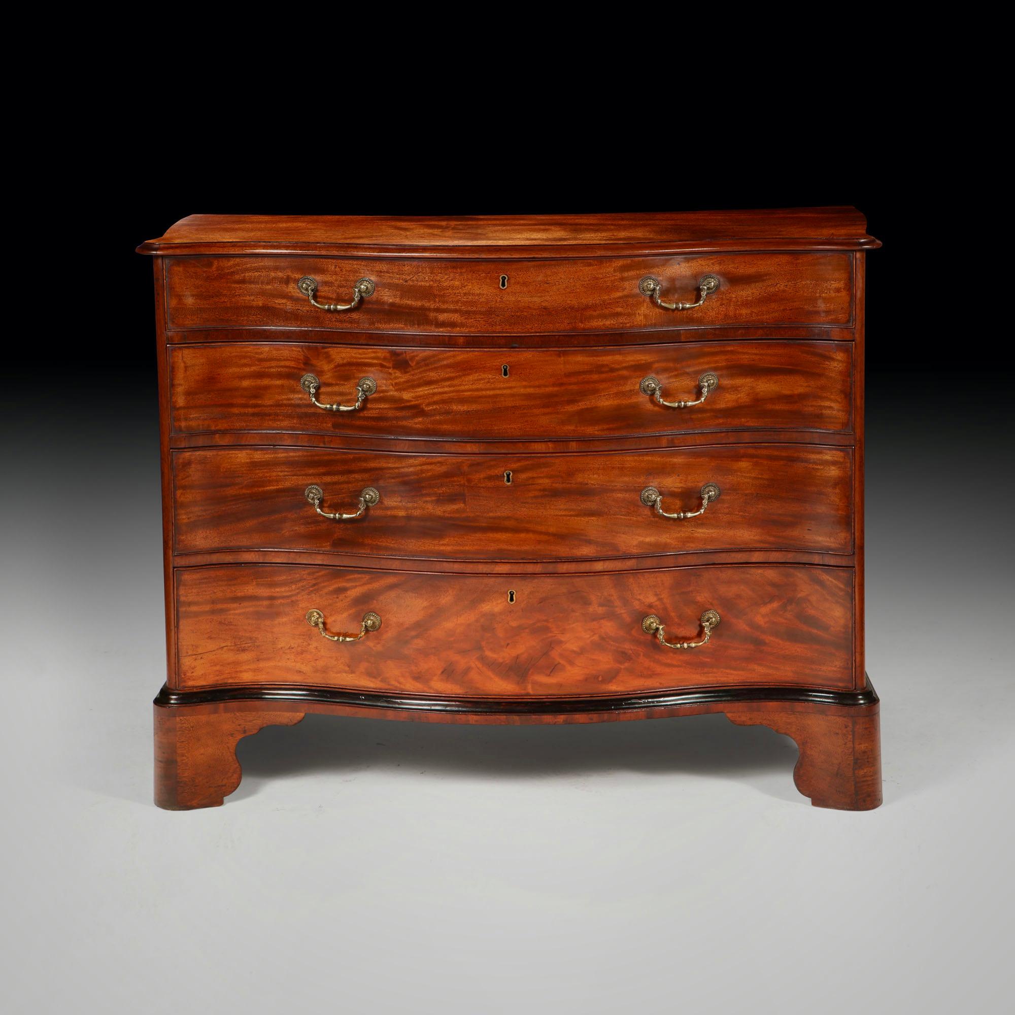 Dating from one of the most famous and highly celebrated periods in English furniture
history, now known as the ‘Chippendale period’.

This fine George III mahogany serpentine chest is very much in the manner of Thomas Chippendale. The exaugurated