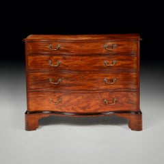 George III Chippendale Period Mahogany Serpentine Chest, Circa 1770 England