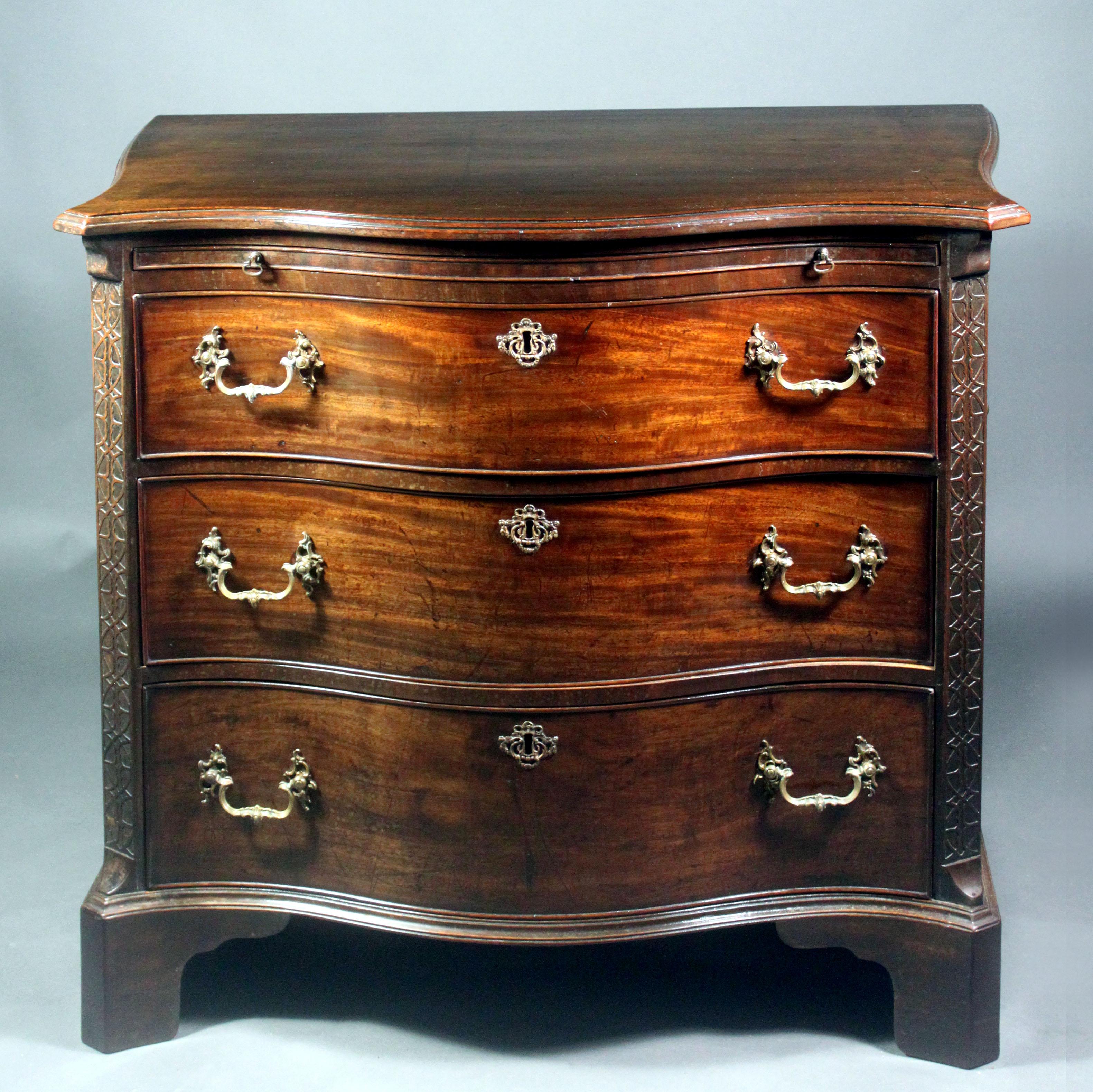 English George III Chippendale Period Serpentine Chest For Sale