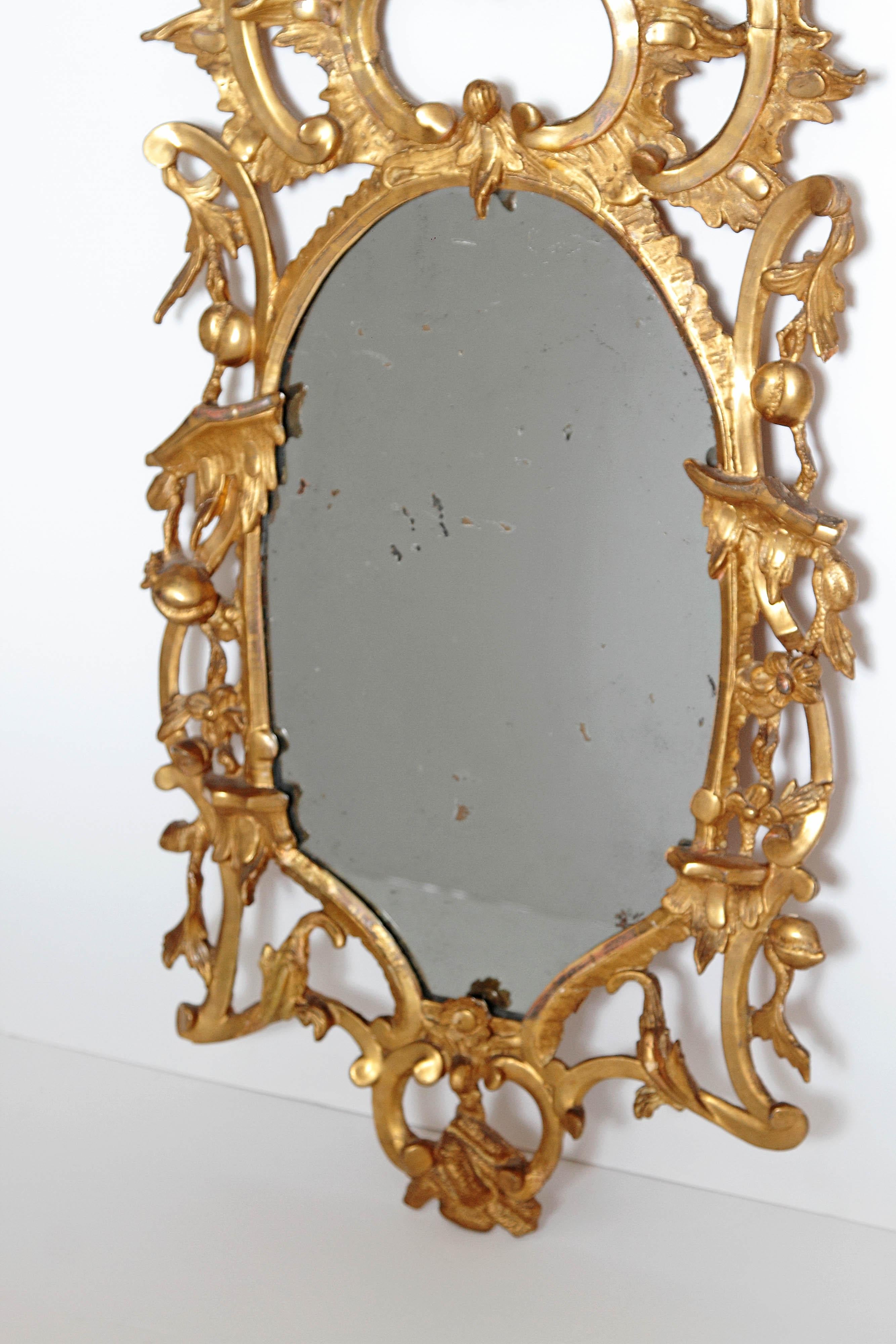 Gilt George III Chippendale Style Pier Glass Mirror