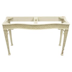 George III Chippendale Style Serpentine Fretwork White Console Hall Table Base