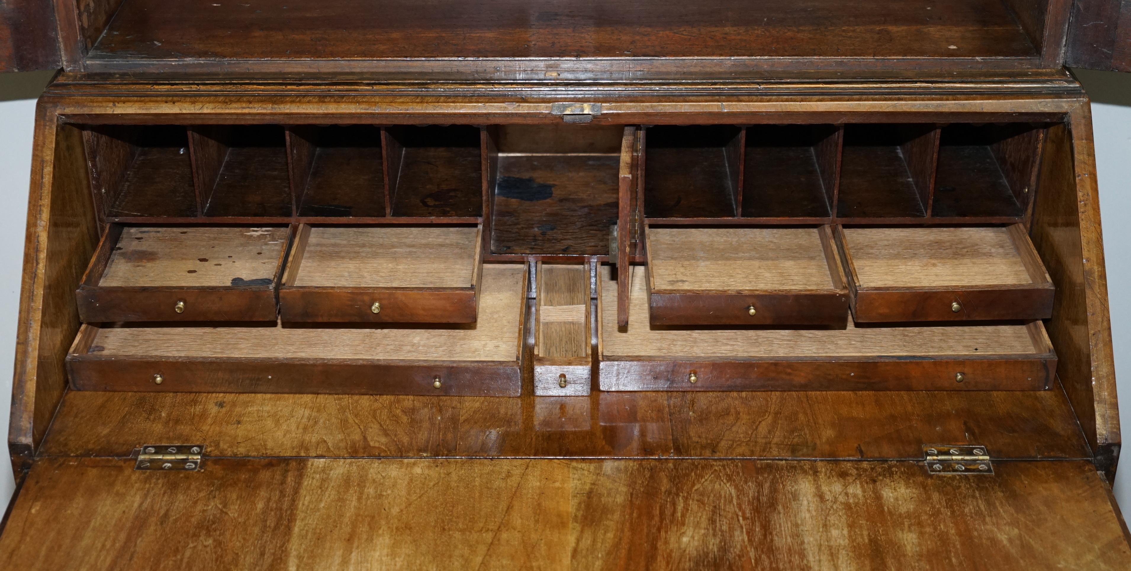 George III circa 1760-1780 Seaweed Marquetry and Walnut Bureau Library Bookcase 14