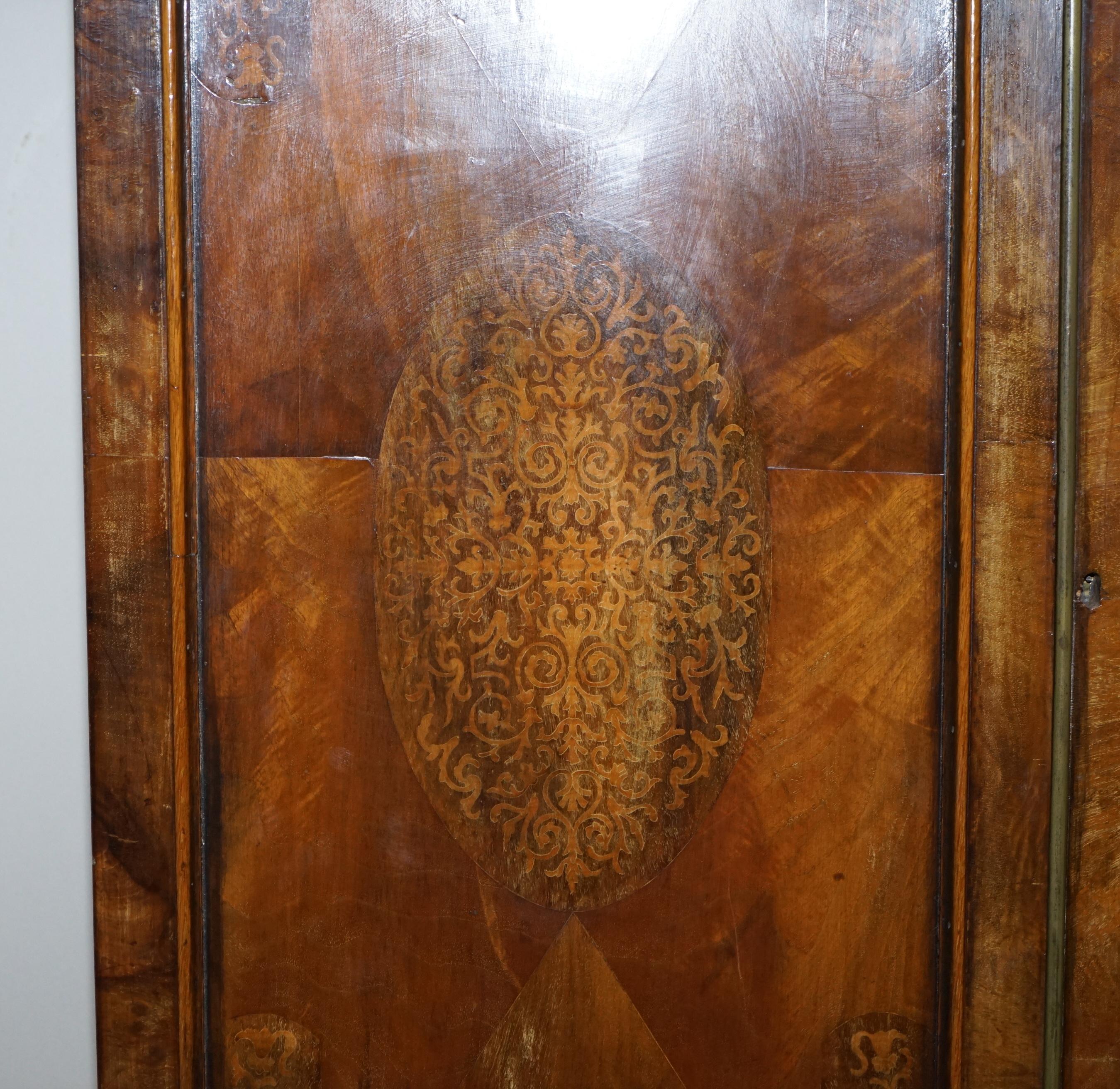 George III circa 1760-1780 Seaweed Marquetry and Walnut Bureau Library Bookcase 2