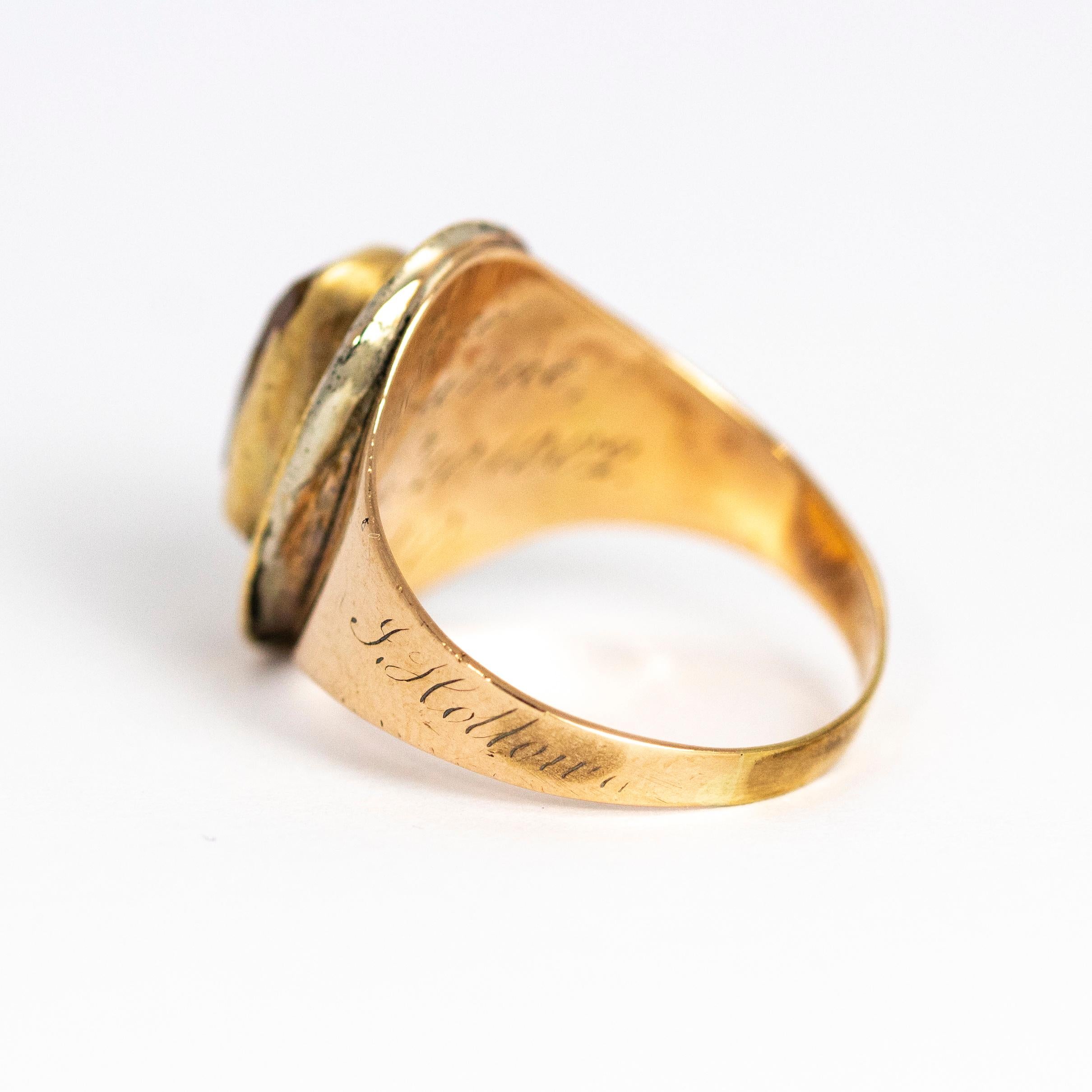 Georgian George III Citrine and 9 Carat Gold Mourning Ring