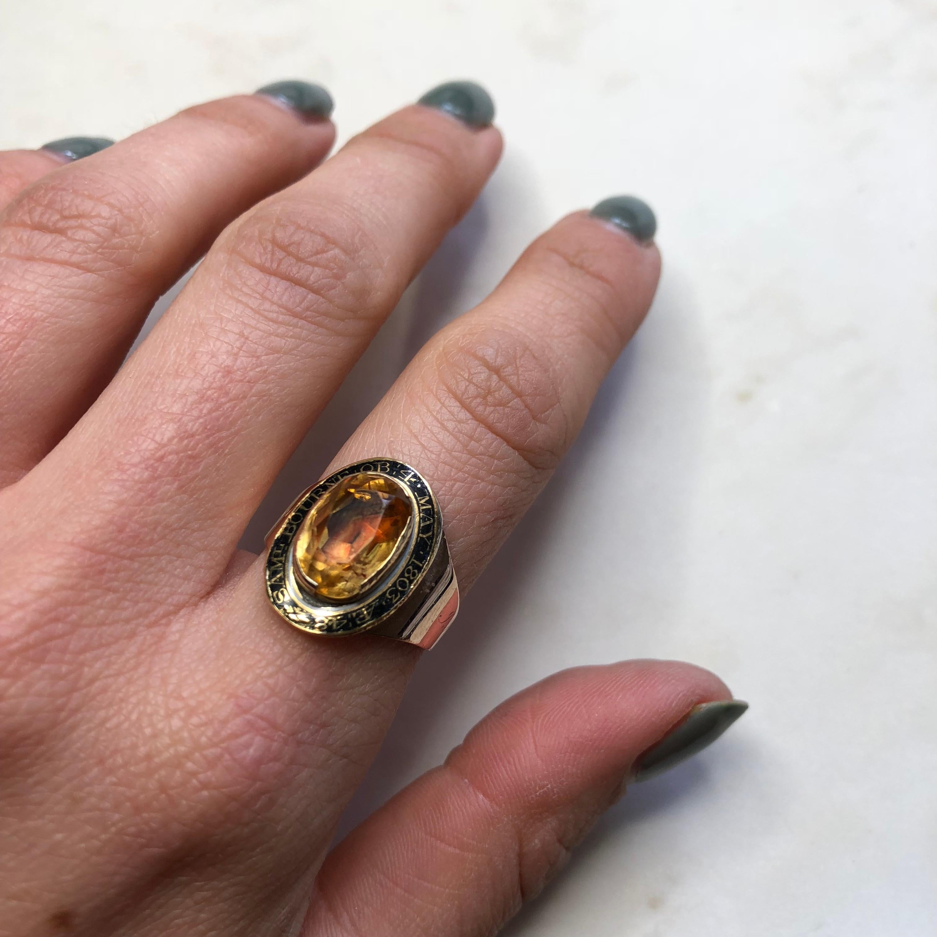 George III Citrine and 9 Carat Gold Mourning Ring 1