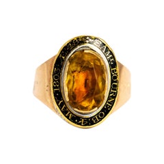 George III Citrine and 9 Carat Gold Mourning Ring