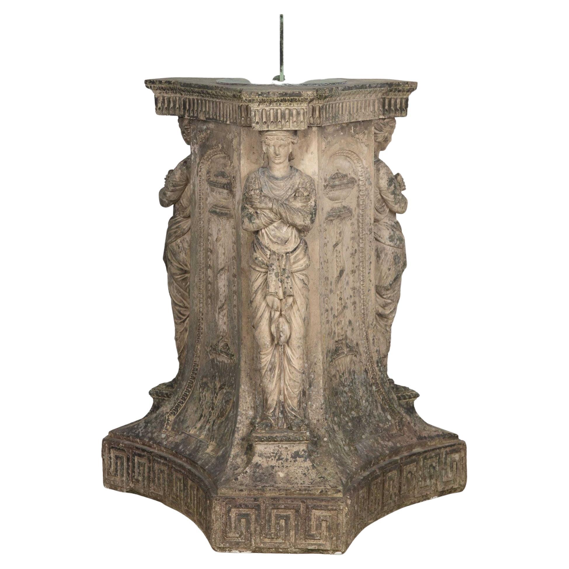 George III Coade Stone Triform Pedestal Sundial