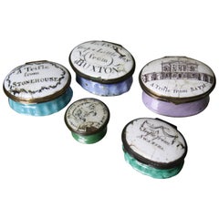 Used George III Collection of Five 18th Century Enamel Patch Beauty Boxes
