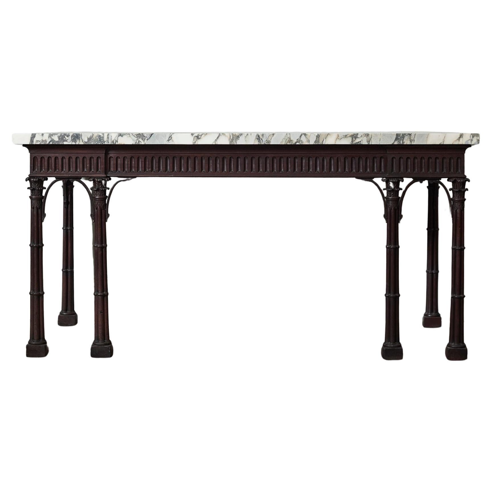 George III Console Table with Architecturally Drawn Cluster Column Legs For Sale