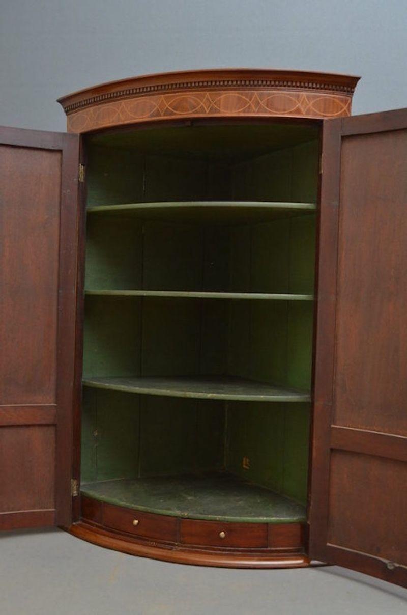 George III Corner Cupboard in Mahogany In Good Condition For Sale In Whaley Bridge, GB
