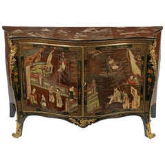 George III Coromandel Lacquer, Gilt Brass-Mounted Serpentine Commode