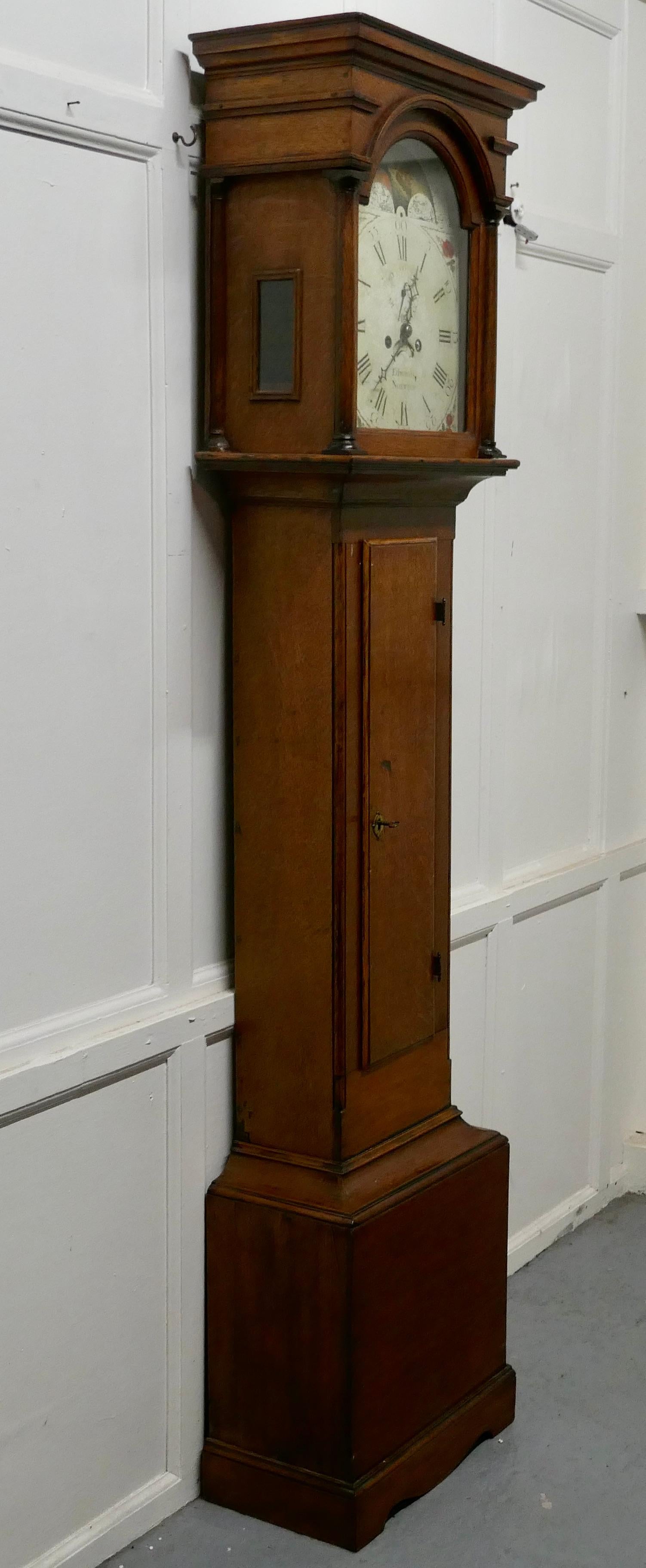 Georgian George III Country Oak Long Case Clock by John Edwards of Norwich