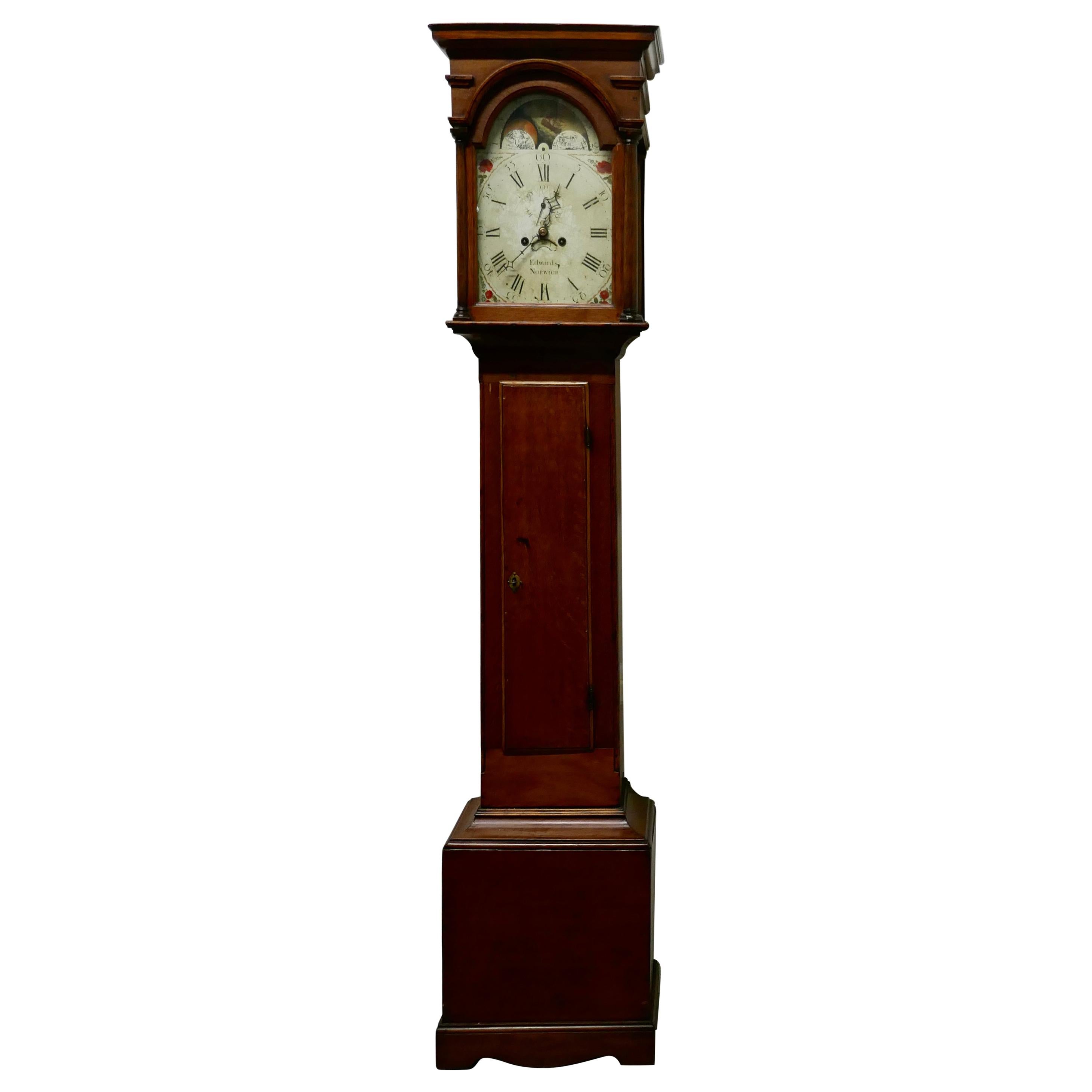 George III Country Oak Long Case Clock by John Edwards of Norwich