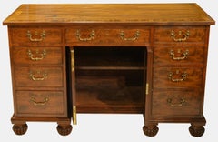 George III Cuban Mahogany Kneehole Desk Stamped Gillows of Lancaster, circa 1820