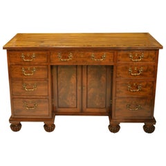 George III Cuban Mahogany Kneehole Desk Stamped Gillows of Lancaster, circa 1820
