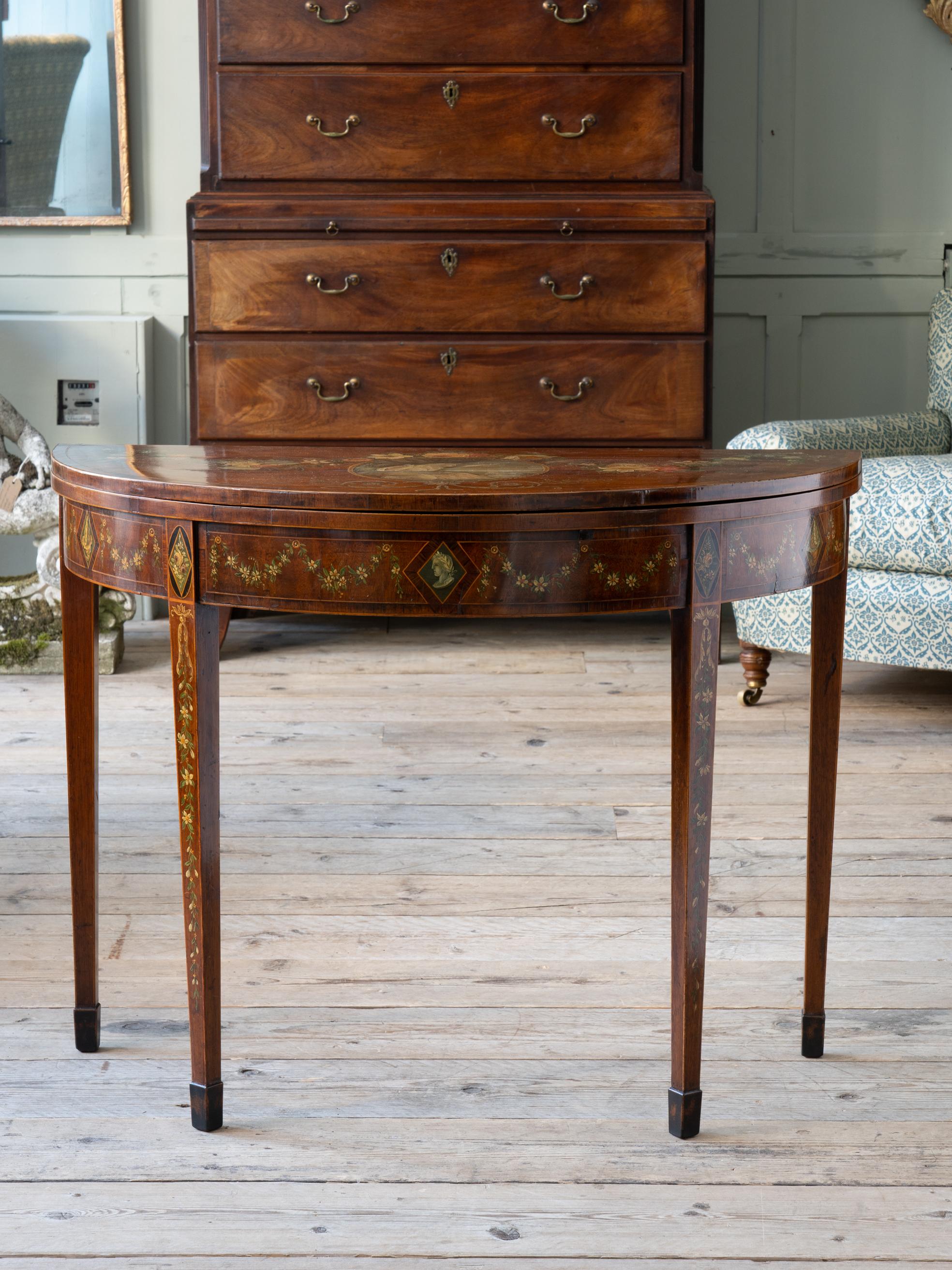 19th Century George III Demi-lune Games Table