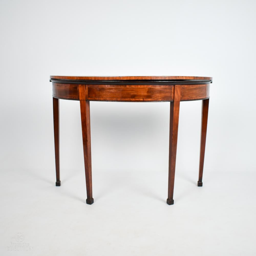 Inlay George III Demi Lune Tea Table with Sheraton Design, Circa 1780 For Sale