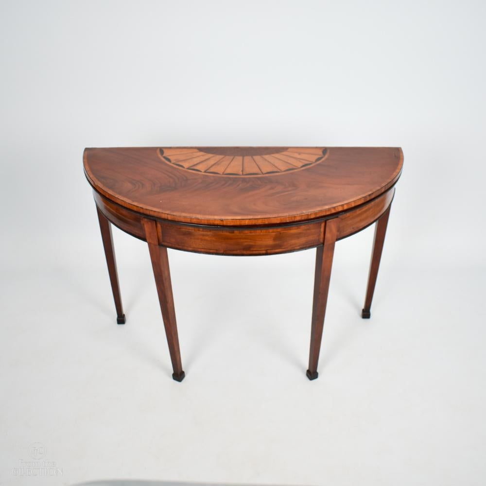 George III Demi Lune Tea Table with Sheraton Design, Circa 1780 In Good Condition For Sale In Lincoln, GB