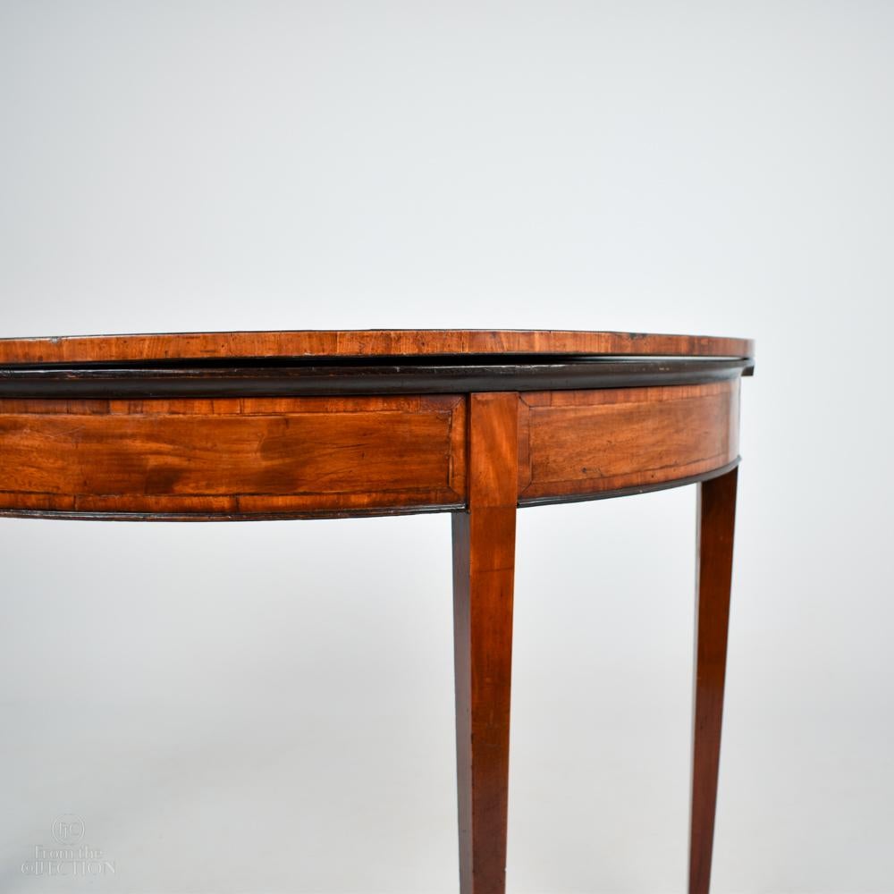 18th Century and Earlier George III Demi Lune Tea Table with Sheraton Design, Circa 1780 For Sale